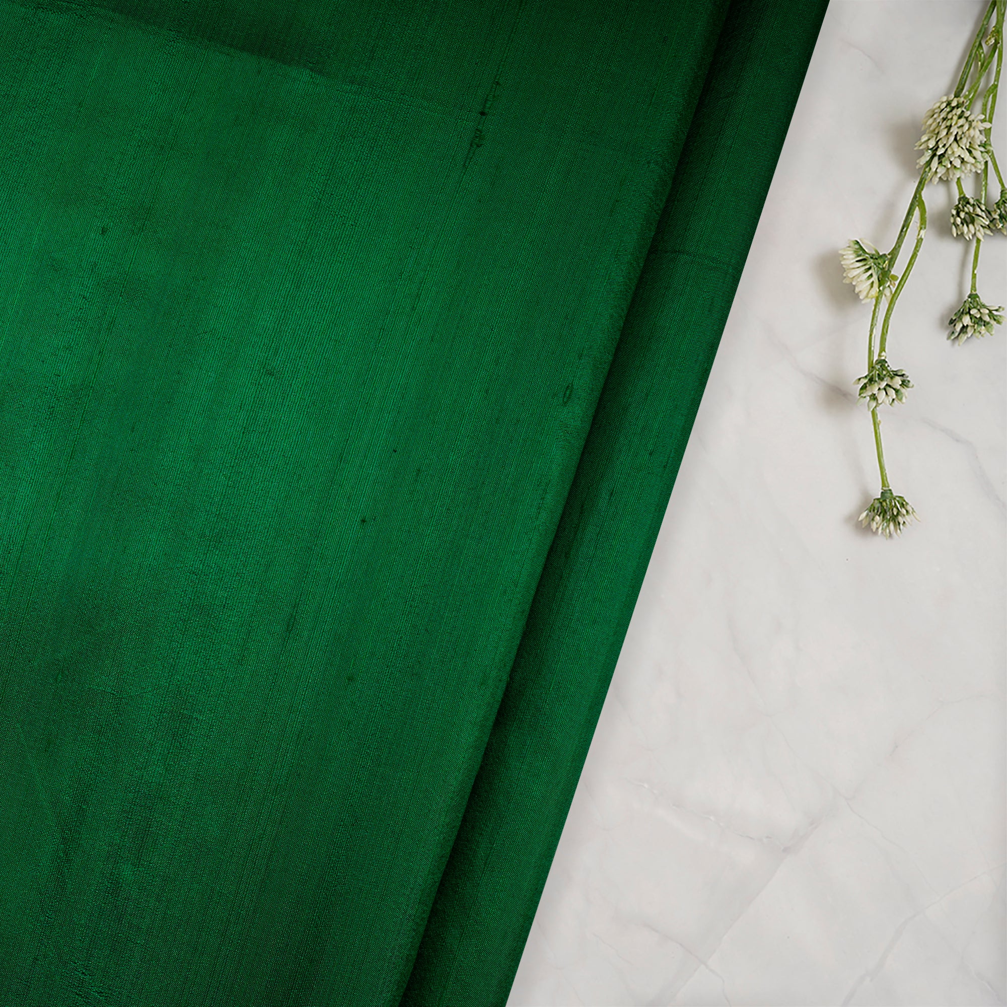 Green Yarn Dyed 90 GLM Blended Plain Raw Silk Fabric