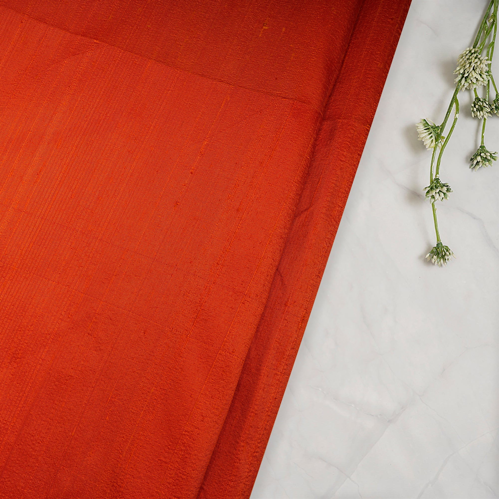 Orangeade Yarn Dyed Plain Blended Raw Silk Fabric