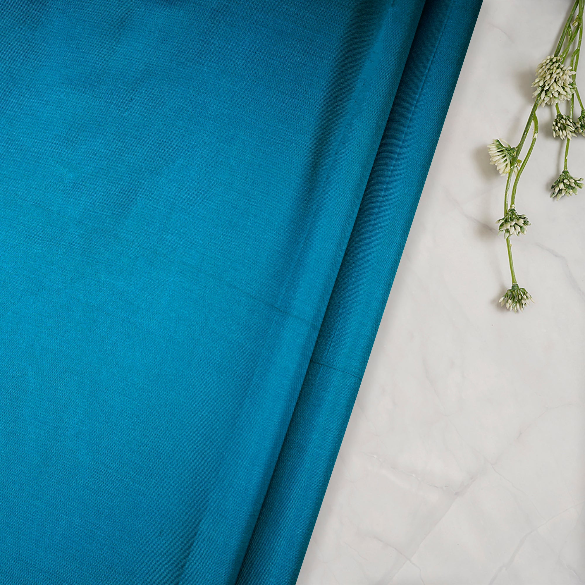 Caribbean Sea Dyed Plain Bangalore Silk Fabric