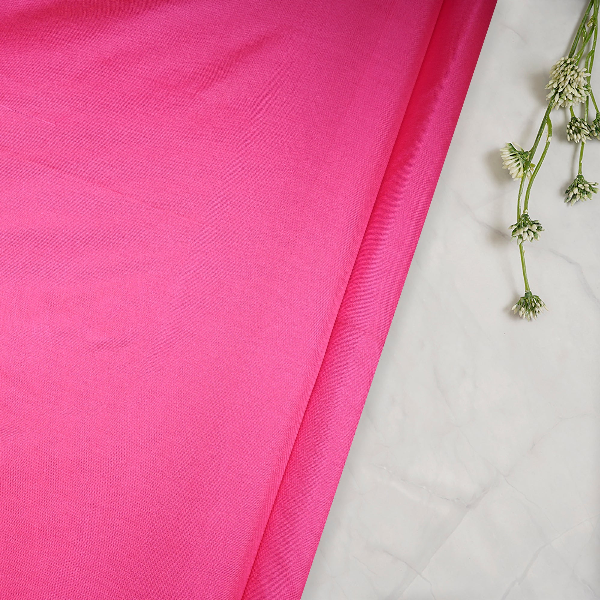 Neon Pink Dyed Plain Bangalore Silk Fabric