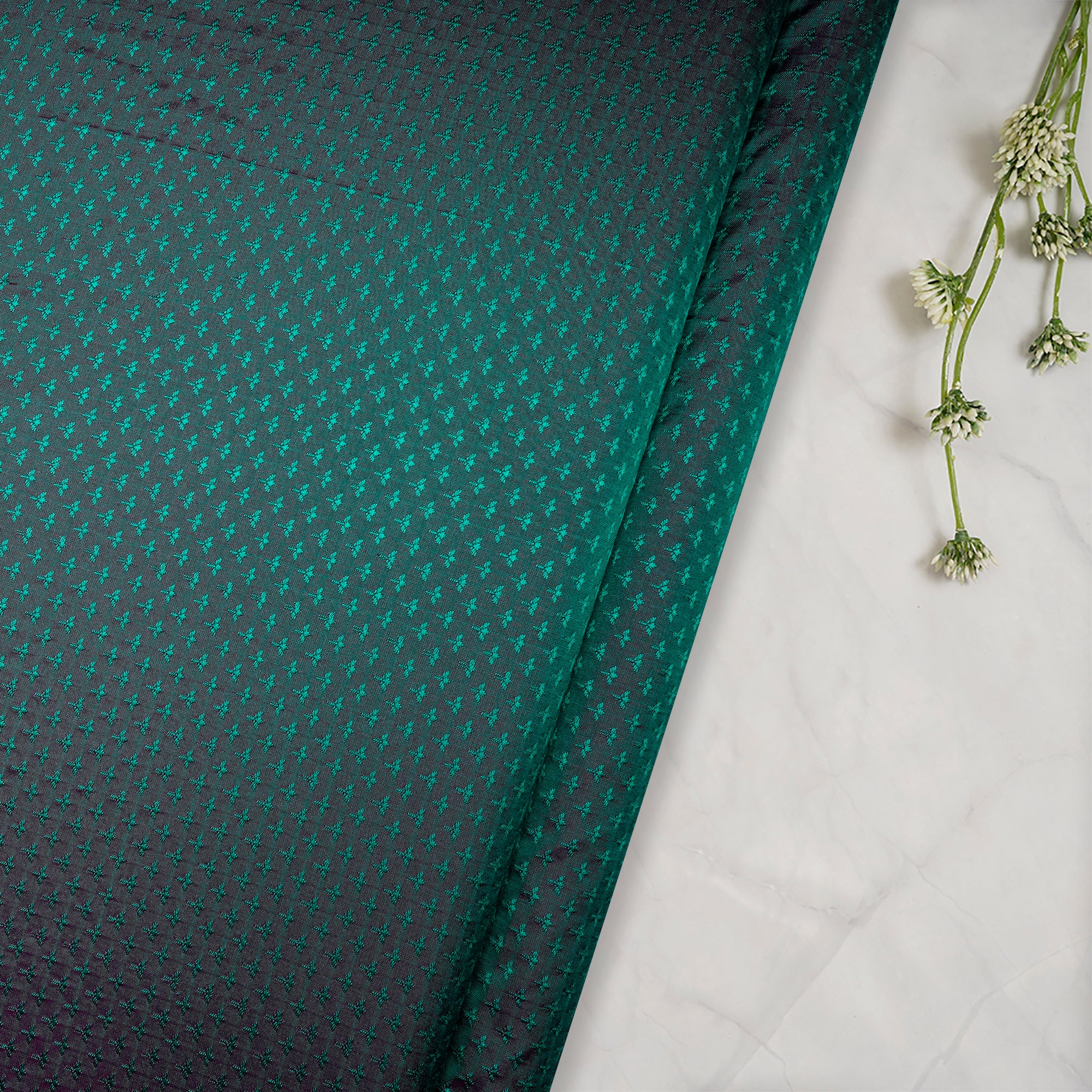 Green-Purple All Over Pattern Silk Jacquard Fabric