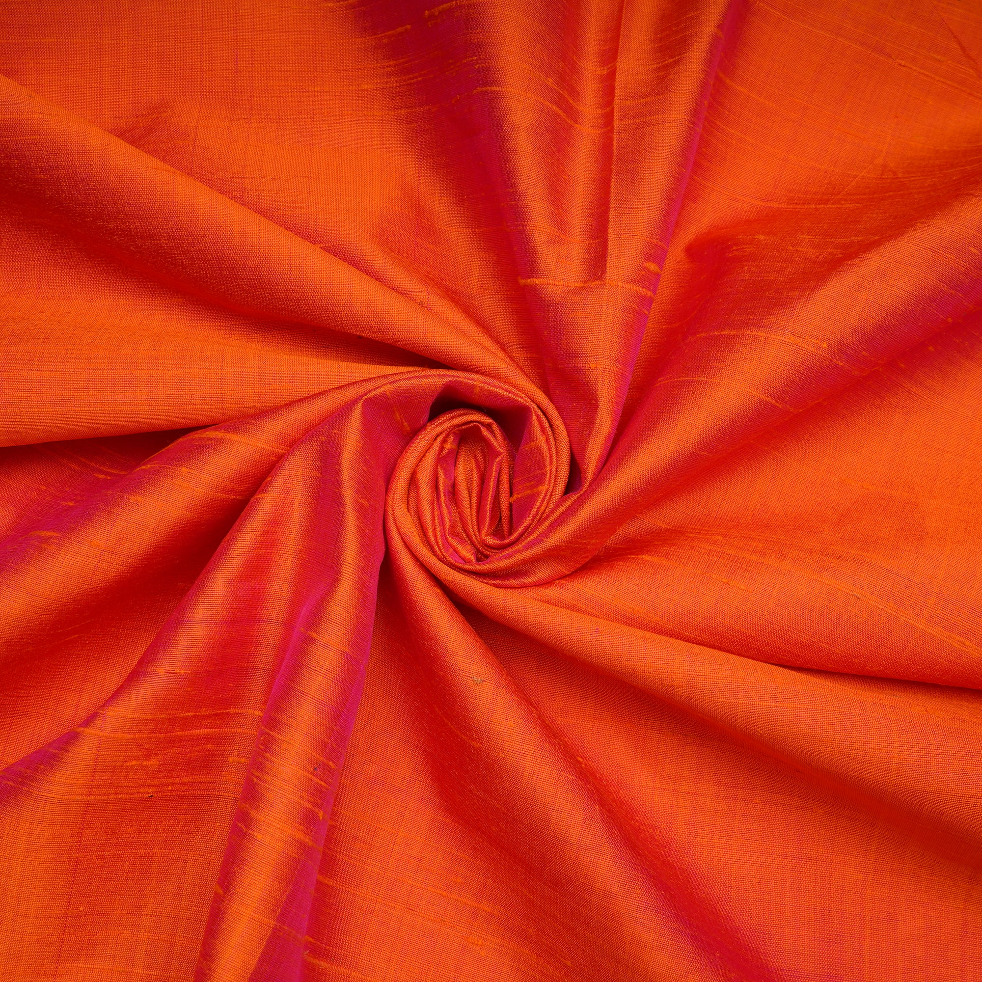 Orange Yarn Dyed 90 GLM Dupion (Raw) Silk Fabric