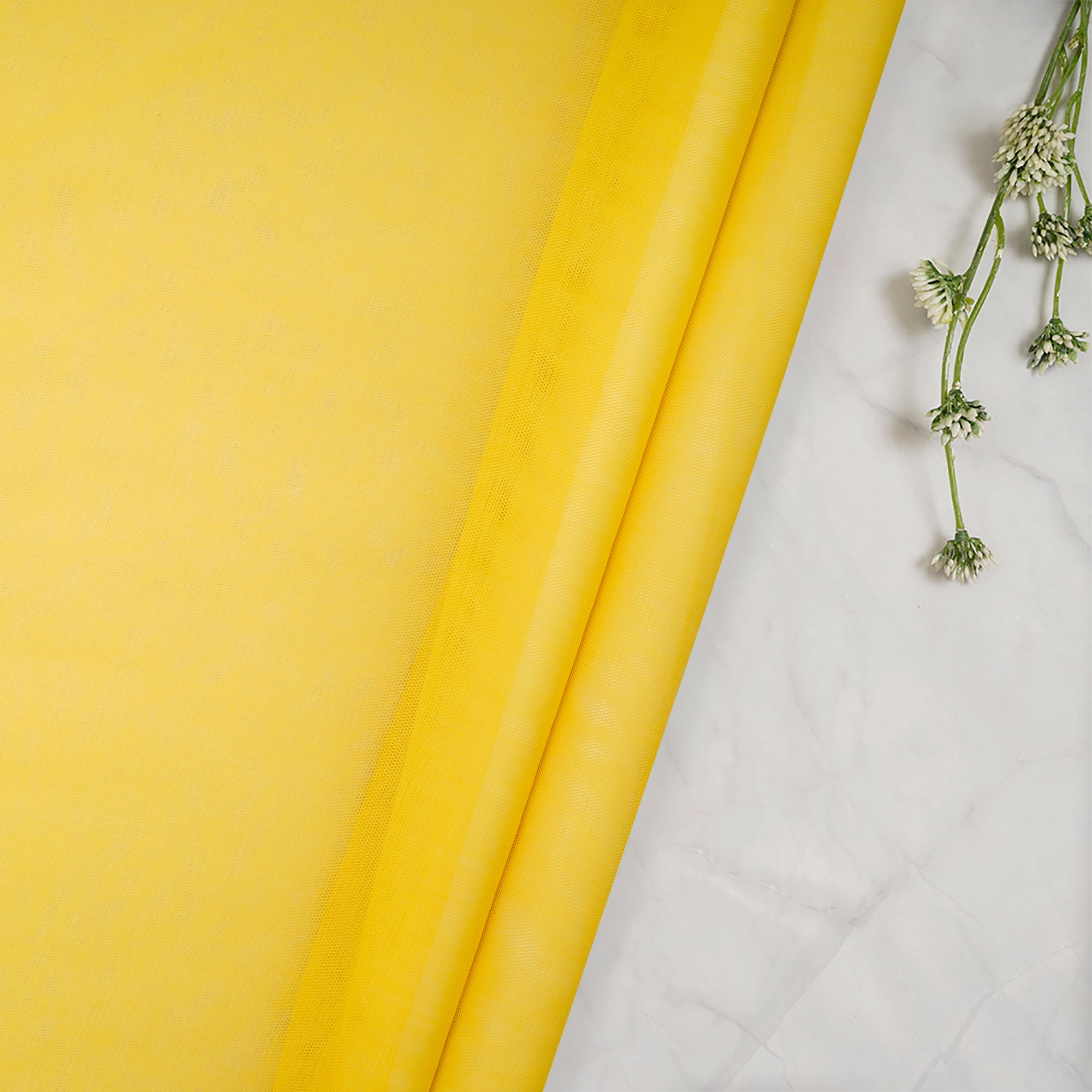 Light Yellow Piece Dyed Butterfly Nylon Net Fabric