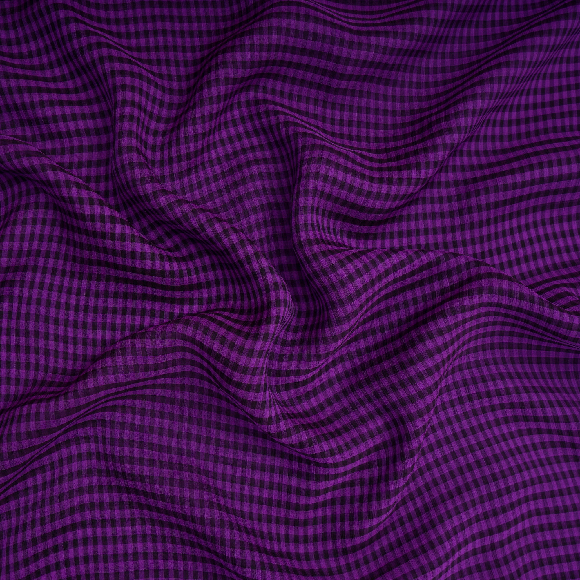 Purple-Black Check Pattern Chiffon Silk Fabric