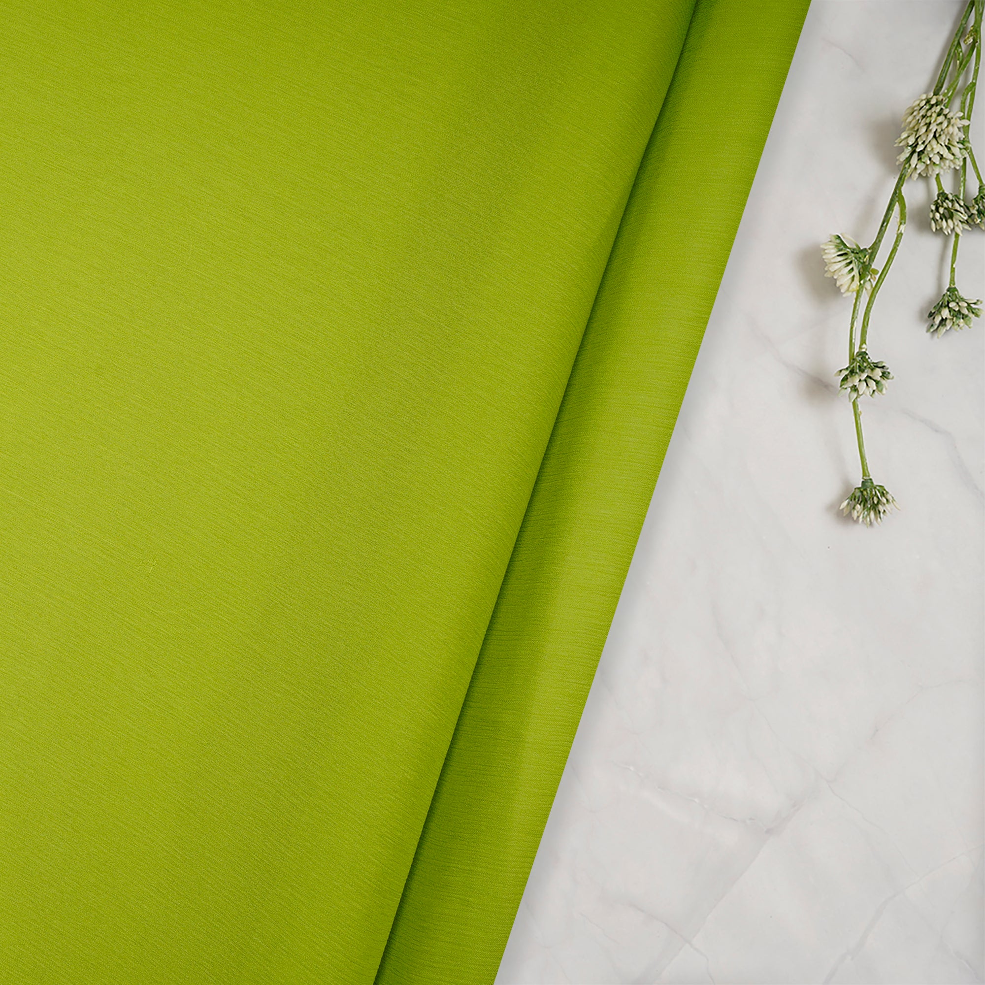 Lime Green Piece Dyed Chiffon Silk Fabric