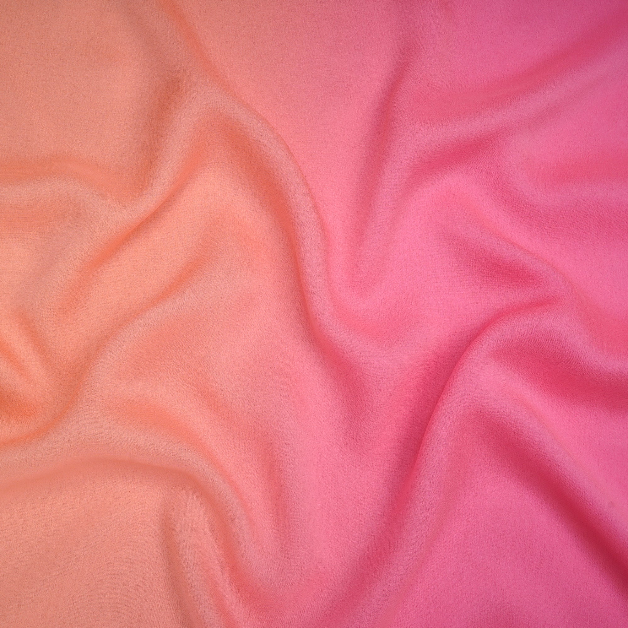 Pink-Peach Ombre Pattern Georgette Silk Fabric