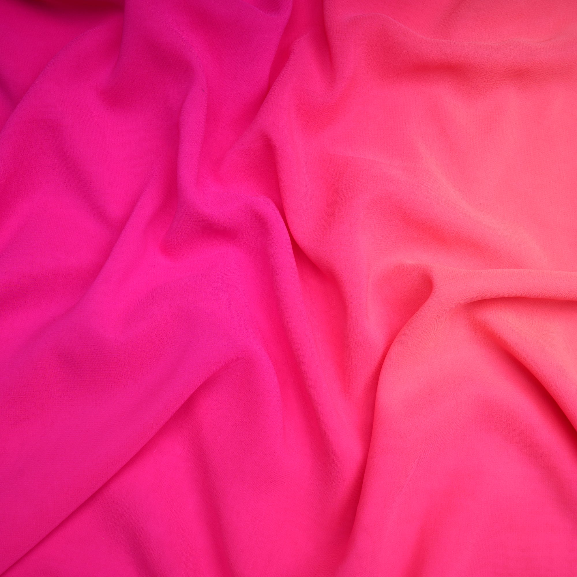 Pink Ombre Dyed Georgette Silk Fabric