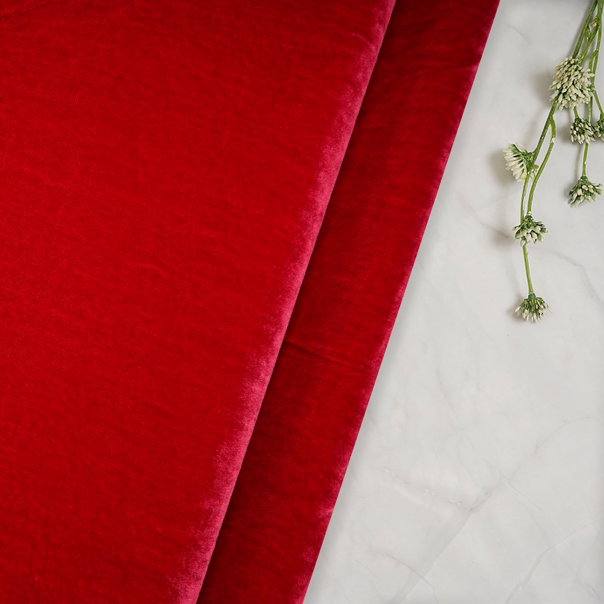 Red Color Viscose Silk Velvet Fabric