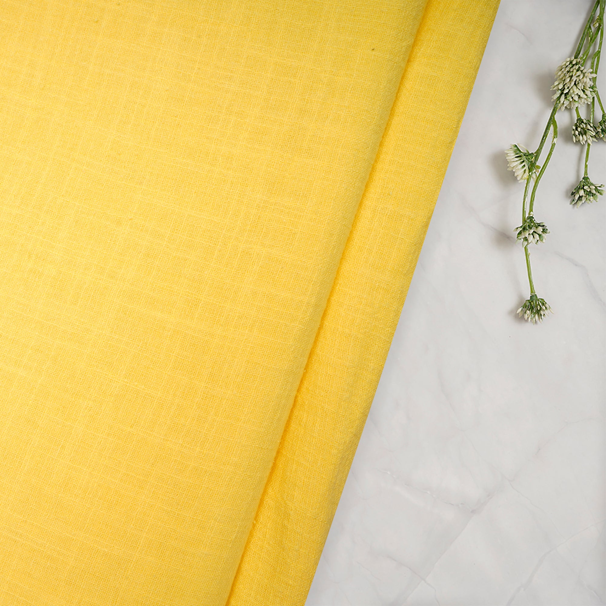 Bright Yellow Color Mill Dyed Cotton Viscose Slub Fabric