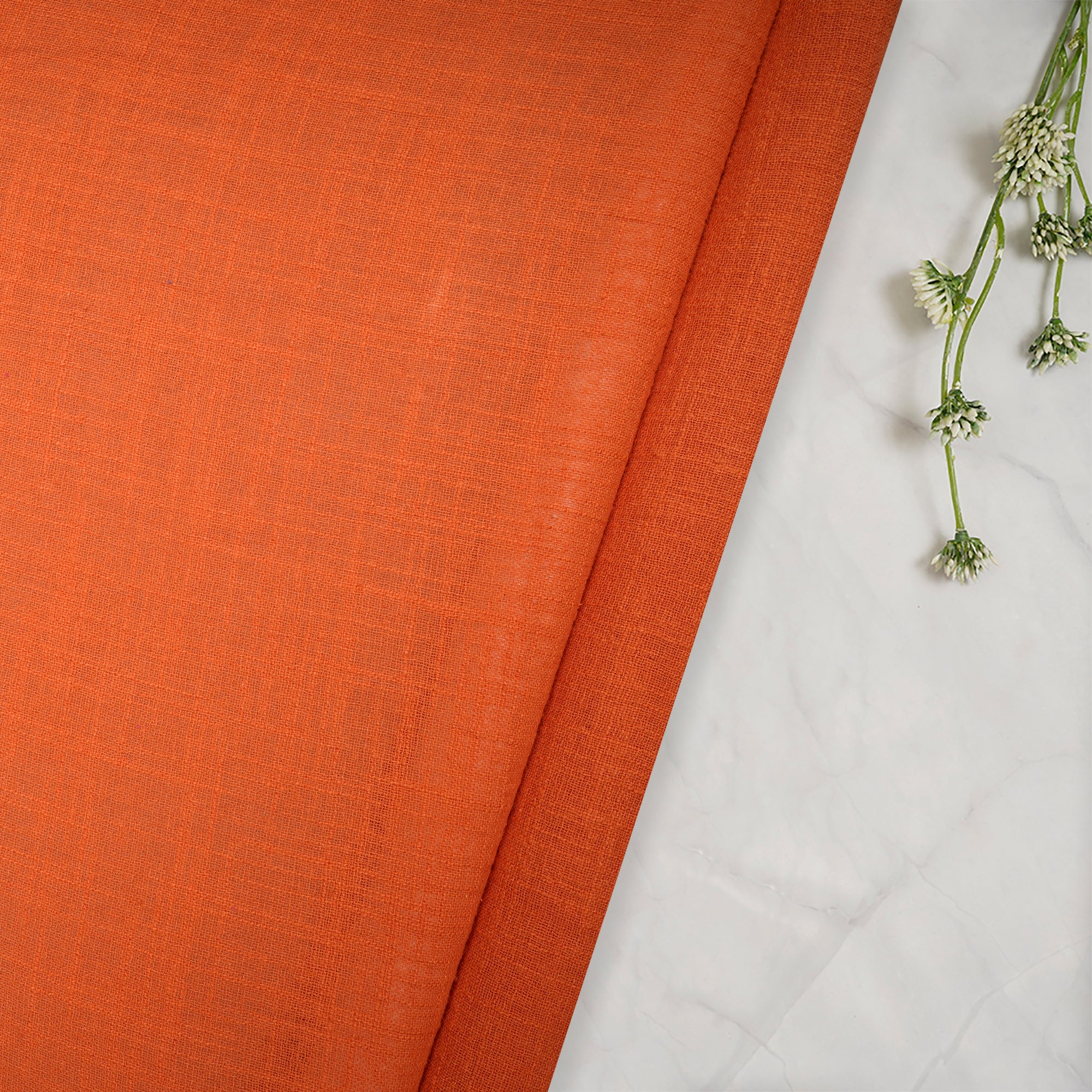 Orange Color Mill Dyed Cotton Viscose Slub Fabric