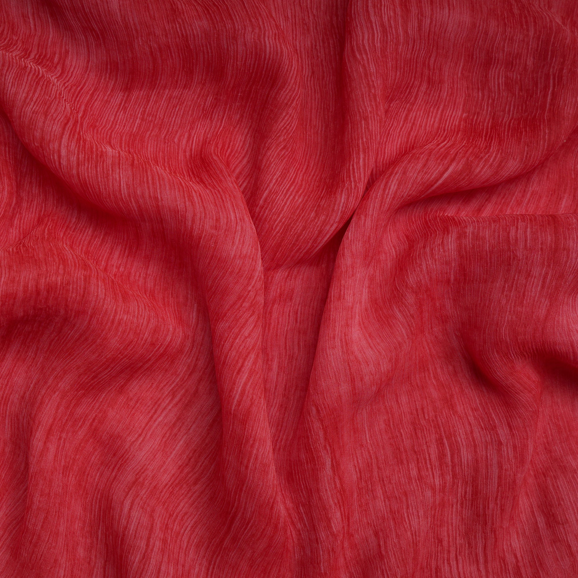 Red Hand Print Chiffon Silk Fabric