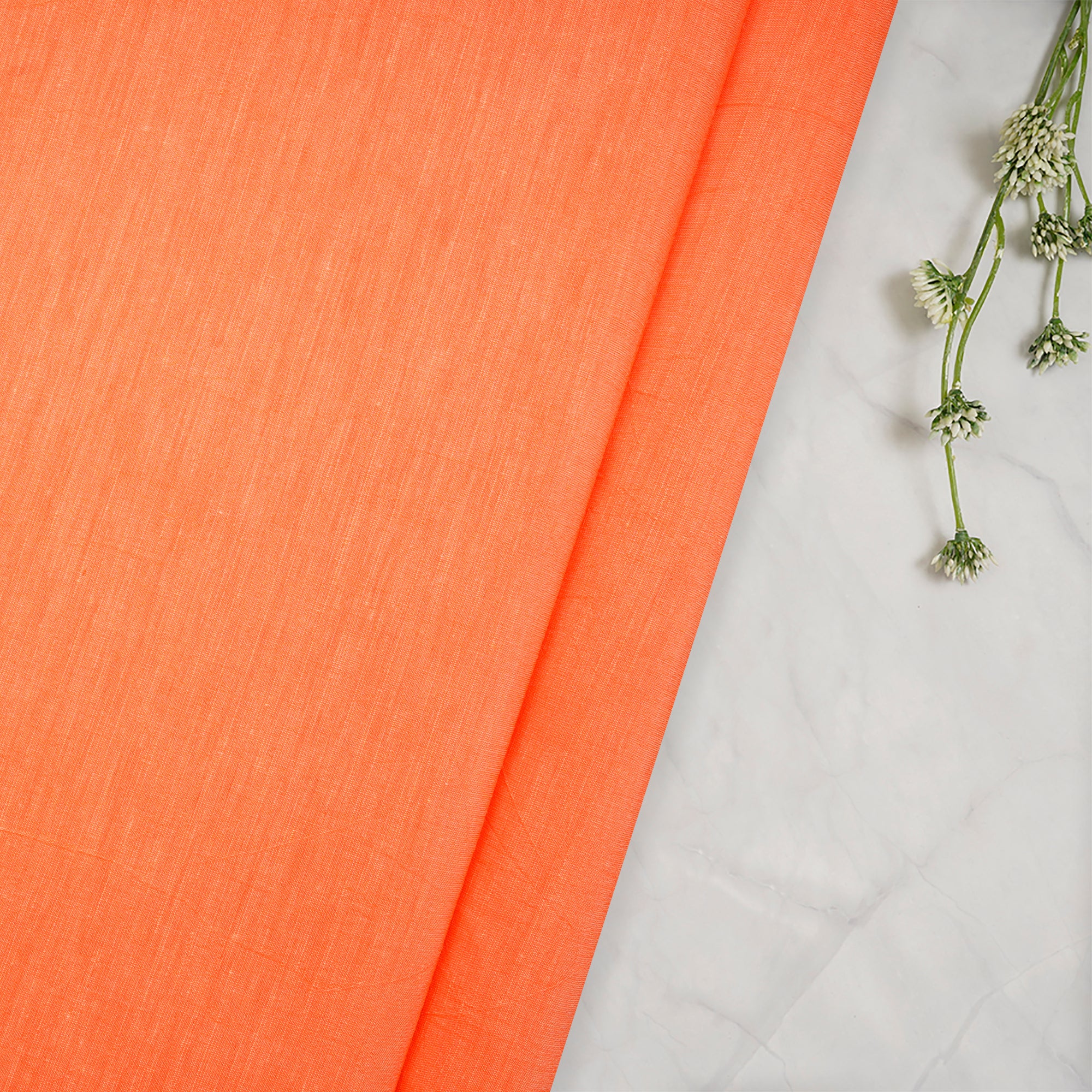 Orange Color Rami Satin Fabric