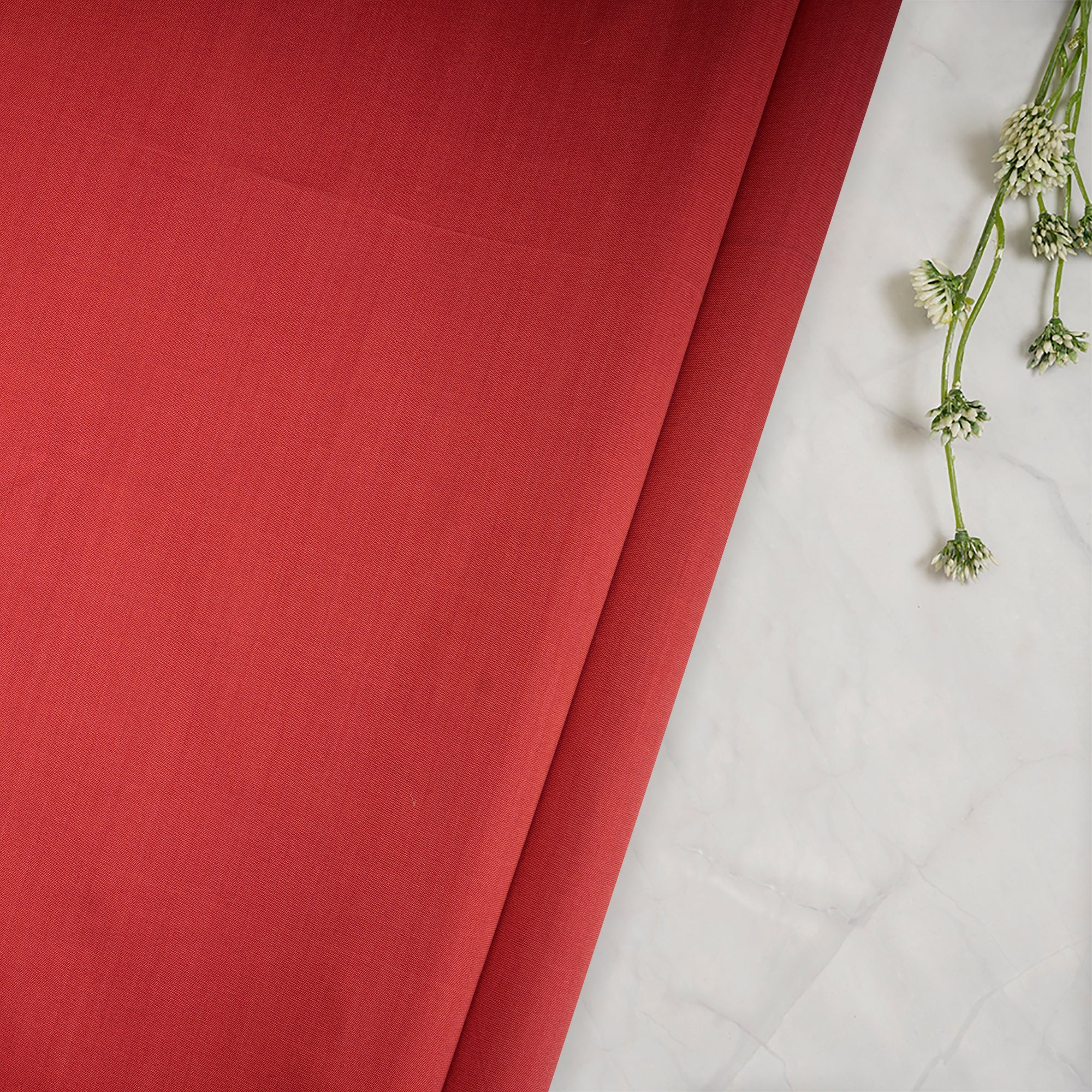 Red Color Natural Spun Silk Fabric