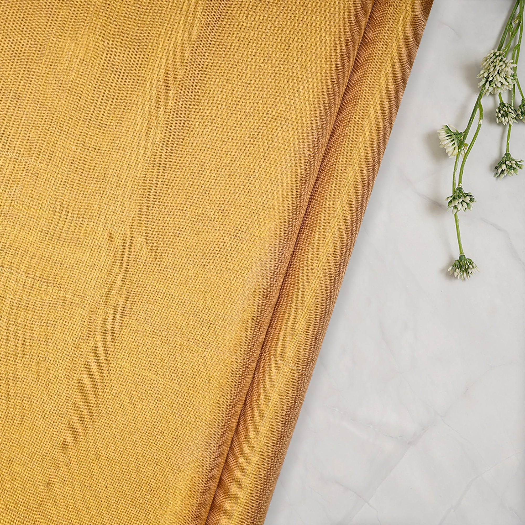 Golden Color Handwoven Pure Heavy Tissue Fabric
