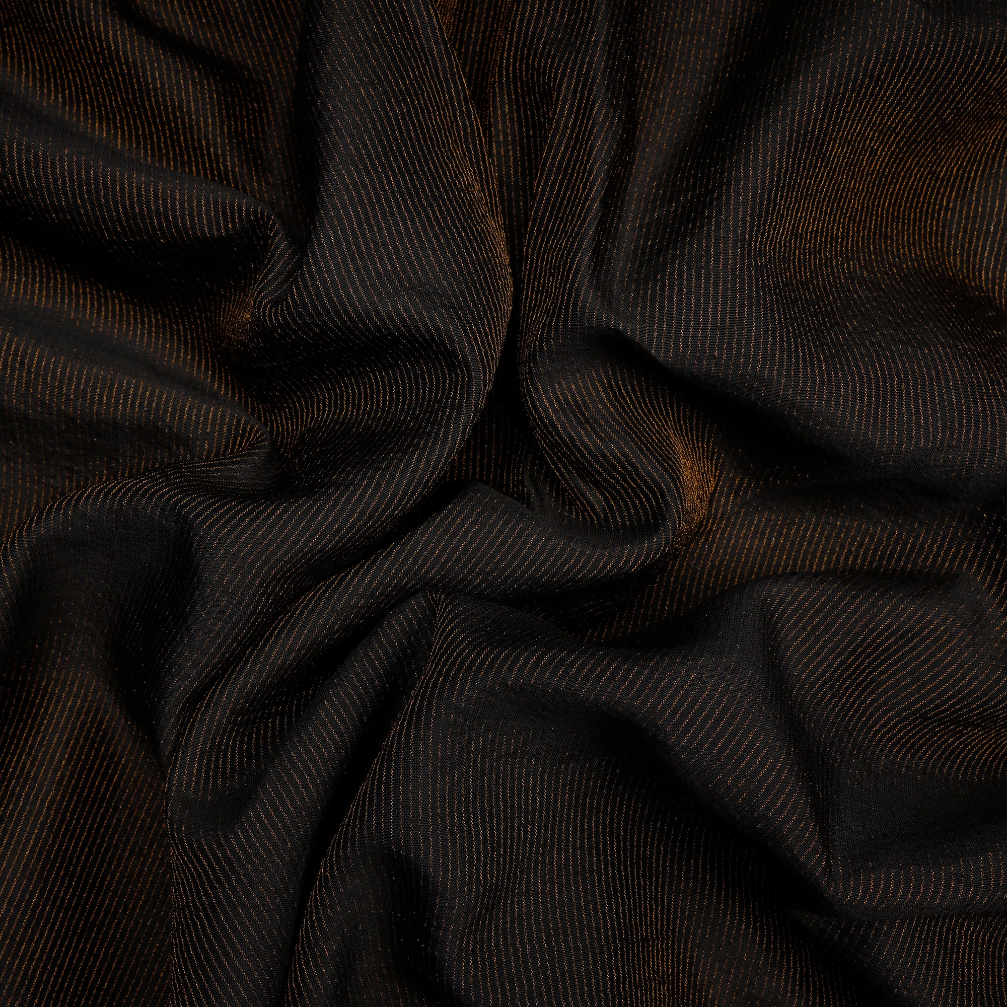 Black Piece Dyed Pin Striped Pure Fancy Chanderi Fabric