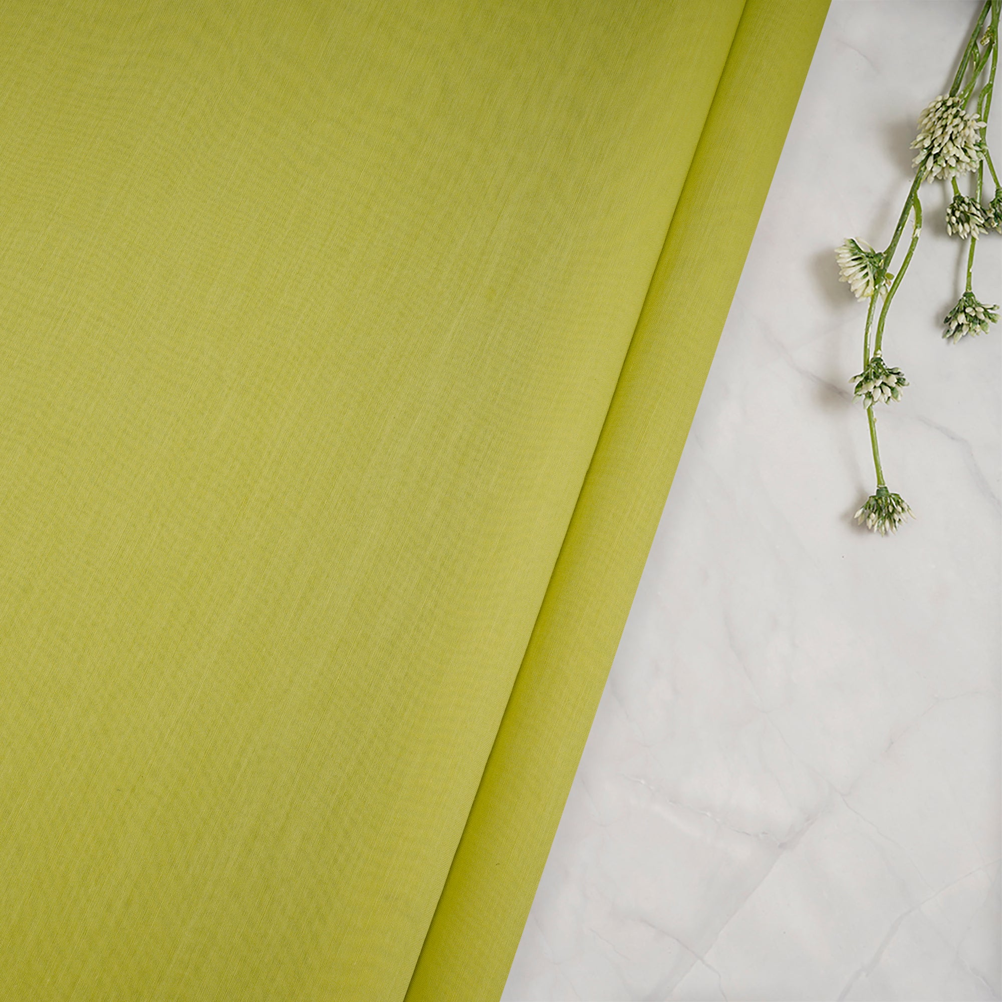 Sunny Lime Piece Dyed Fine Pure Chanderi Fabric