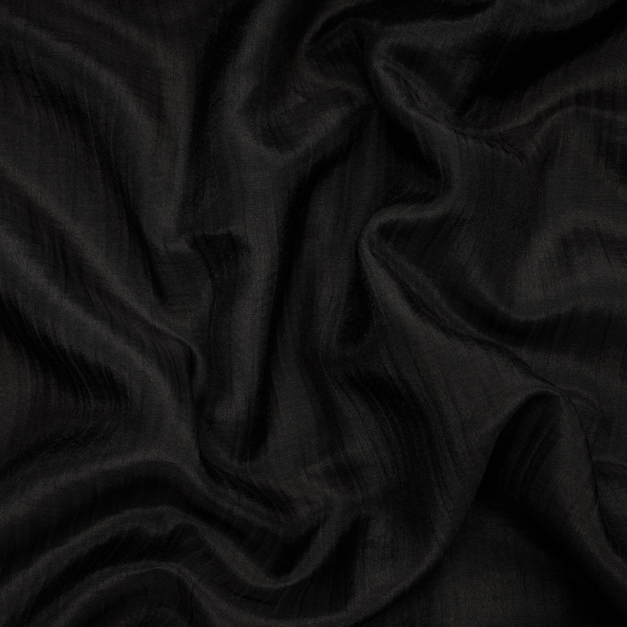 Black Piece Dyed Plain Fine Chanderi Fabric