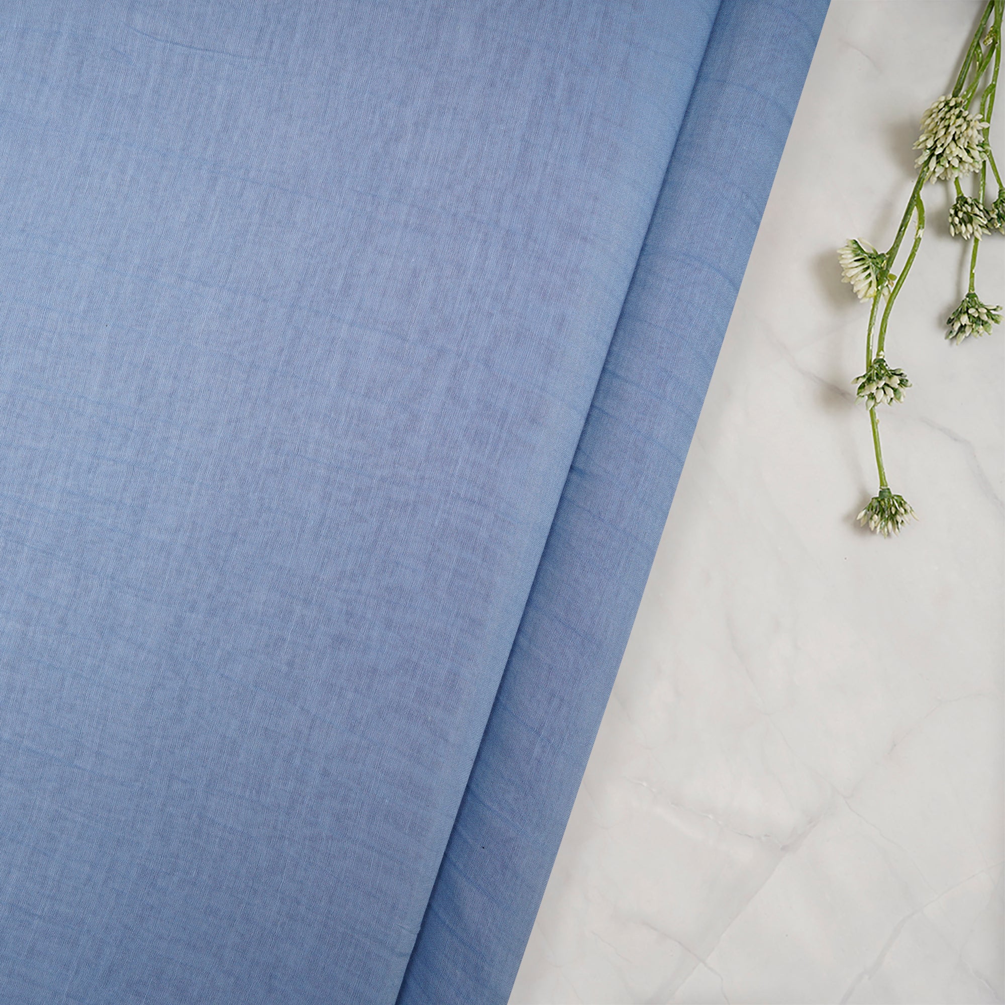 Maya Blue Color Piece Dyed Plain Fine Chanderi Fabric