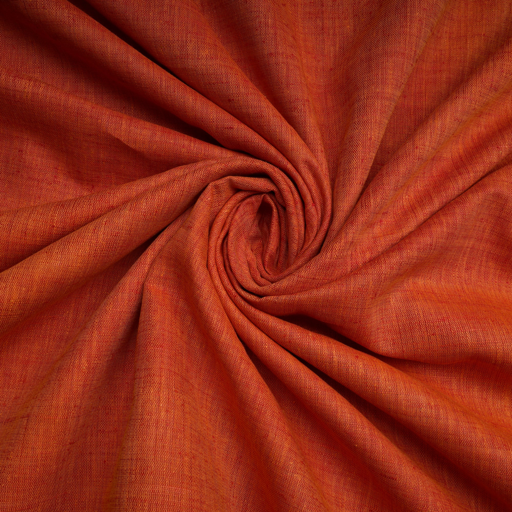 Orange Plain Handwoven Pure Matka Silk Fabric