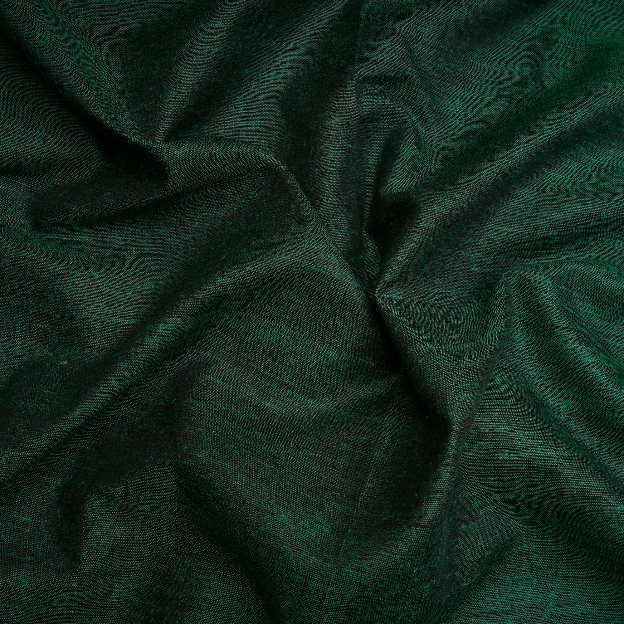 Dark Green Plain Handwoven Pure Matka Silk Fabric