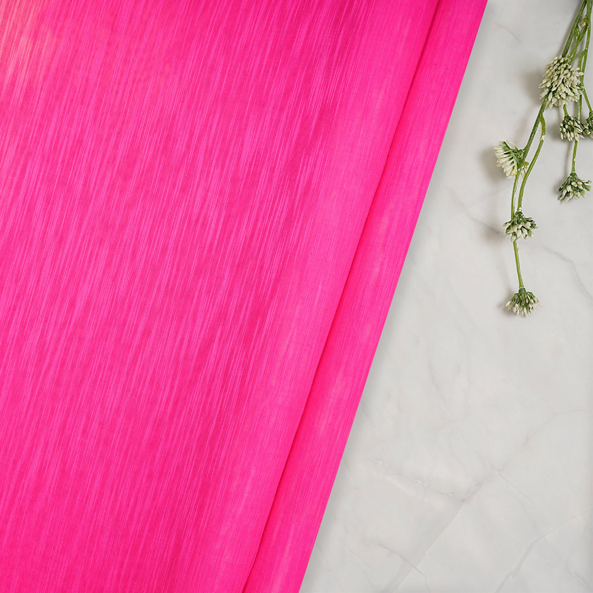 Pink Fine Pure Slub Chanderi Fabric