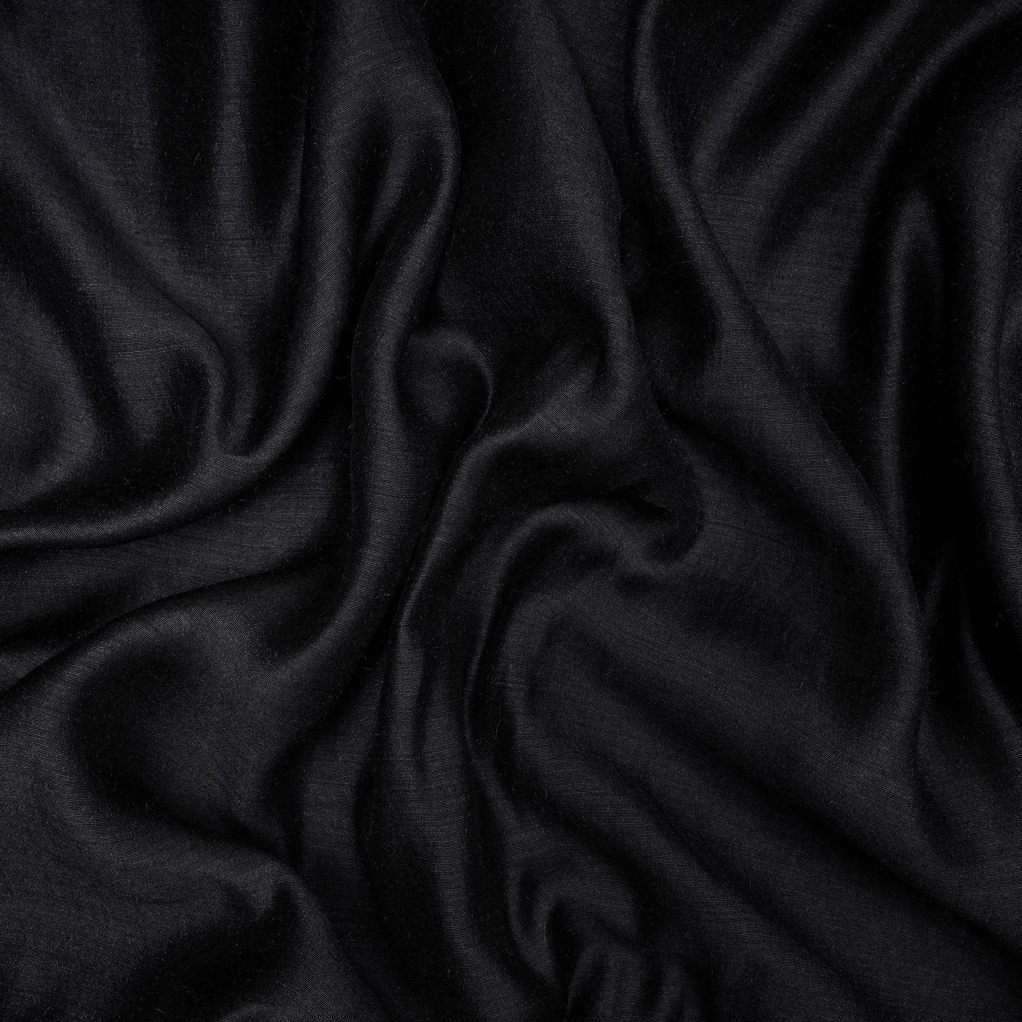 Black Piece Dyed Plain Muga Silk Fabric