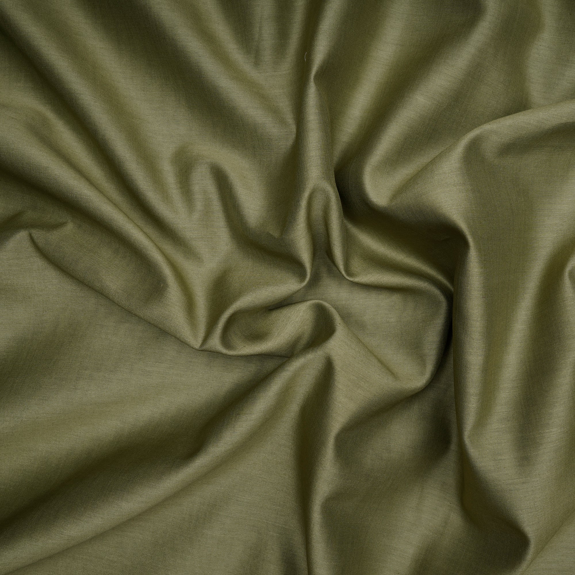 Olive Green Piece Dyed Rapier Loom Pure Chanderi Fabric