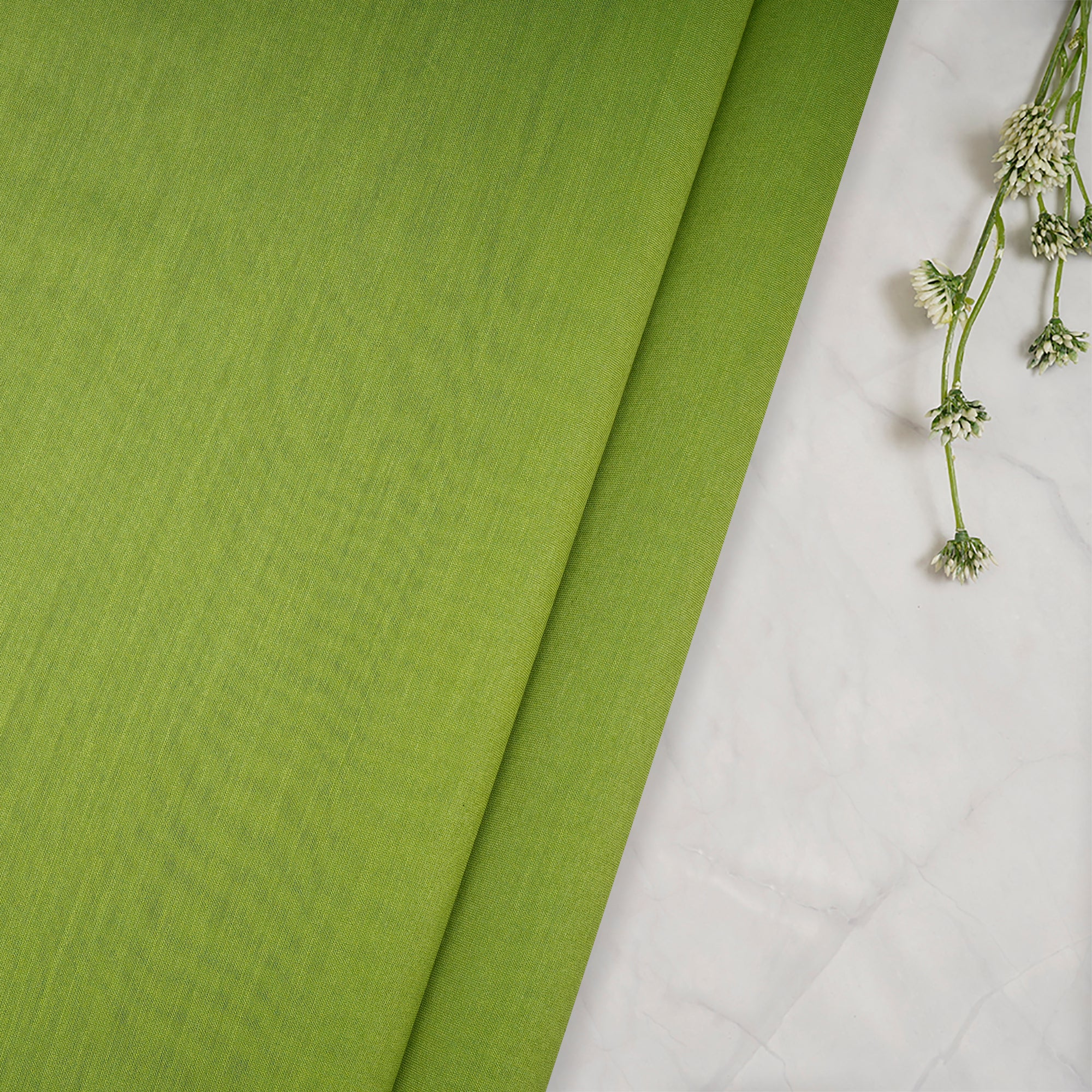 Green Glow Piece Dyed Pure Fine Rapier Chanderi Fabric