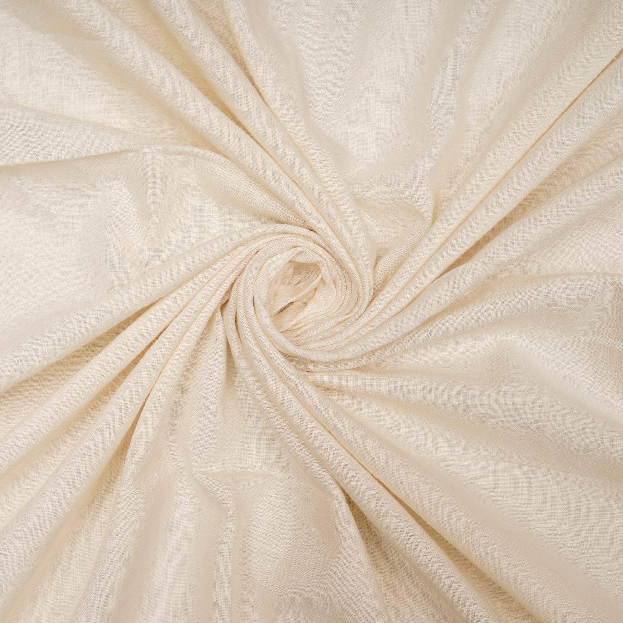 Cream Handwoven Handspun Muslin Cotton Fabric