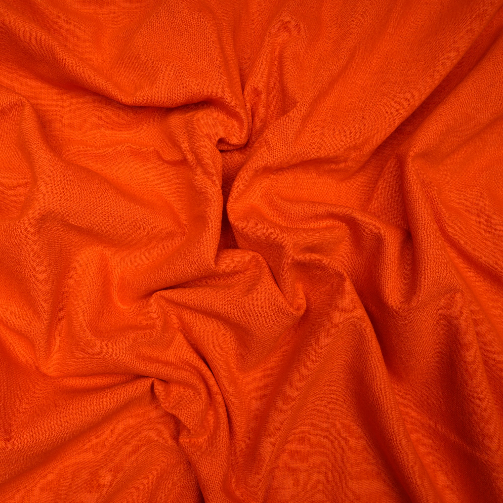 Orange Handwoven Handspun Muslin Cotton Fabric
