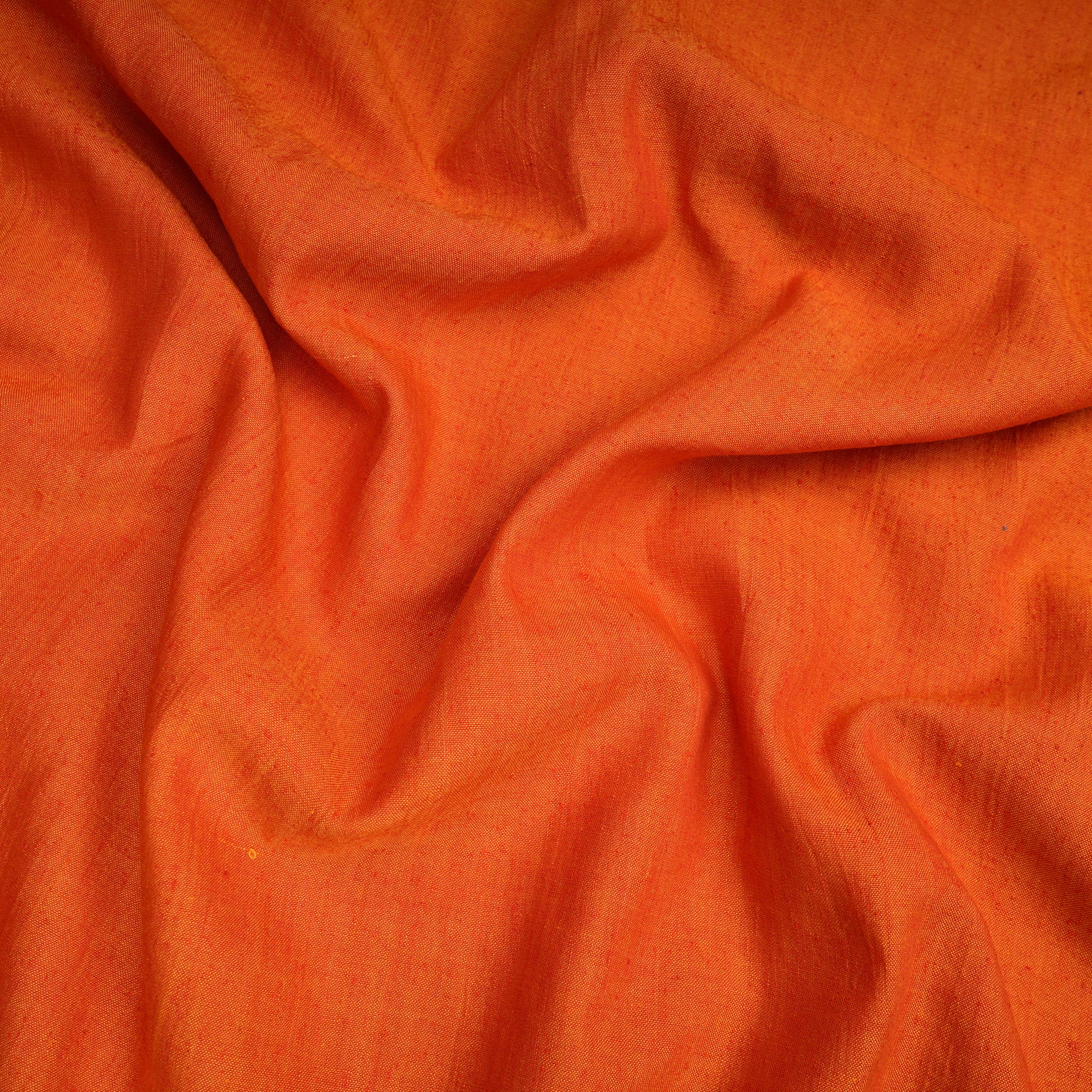 Orange Yarn Dyed Handspun Hamdwoven Matka Silk Fabric