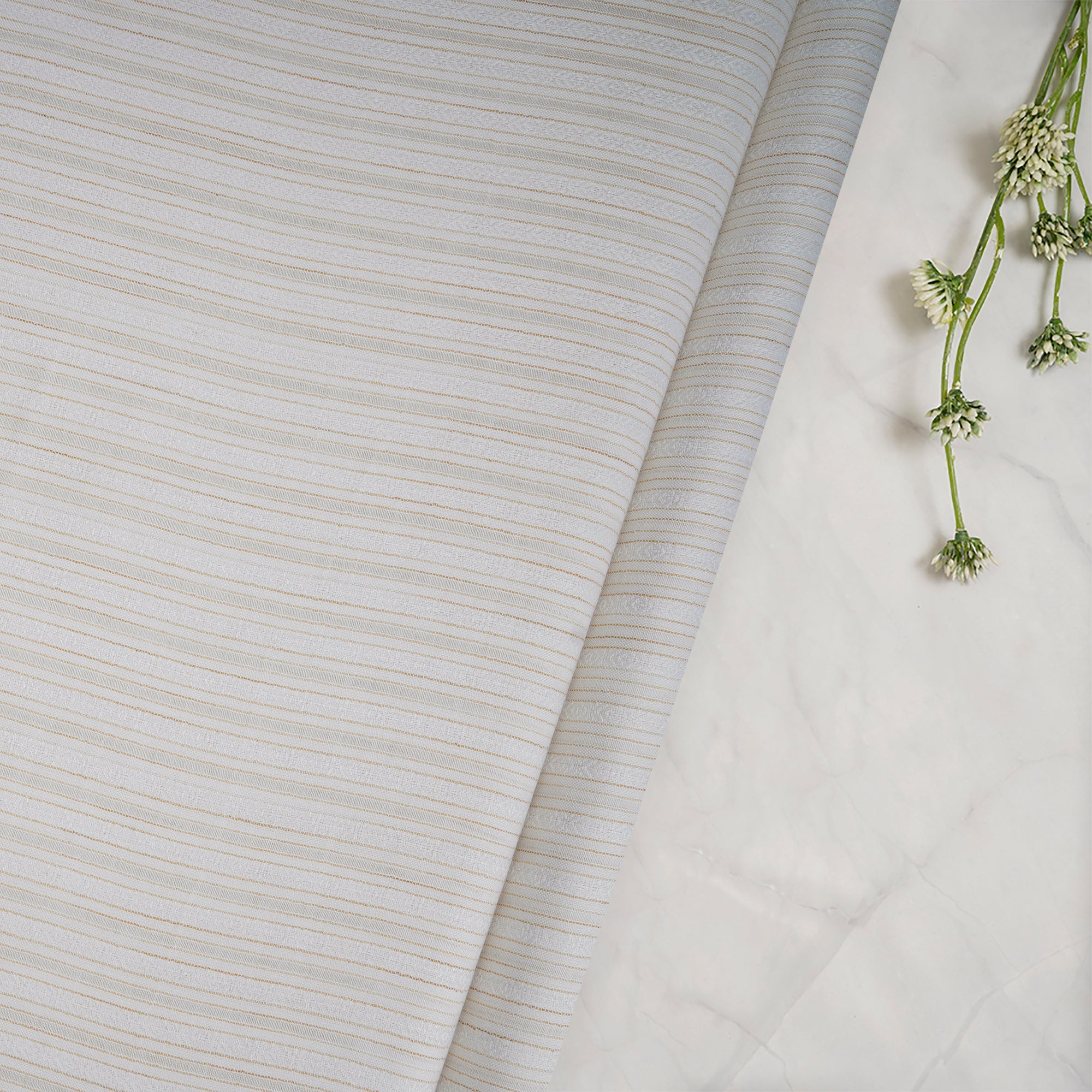 Off-White Color Striped Viscose Fabric