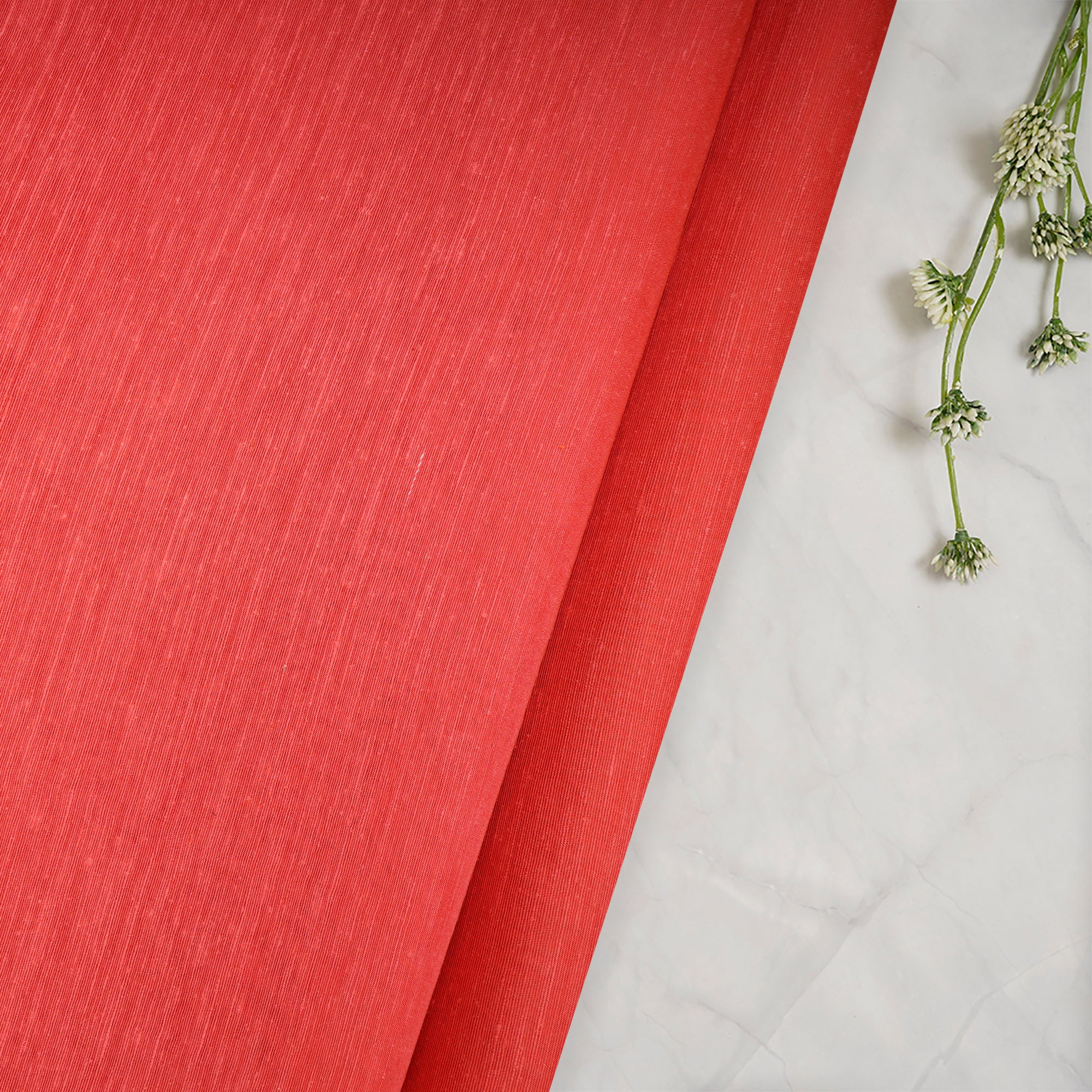 Poppy Red Natural Noile Silk Fabric