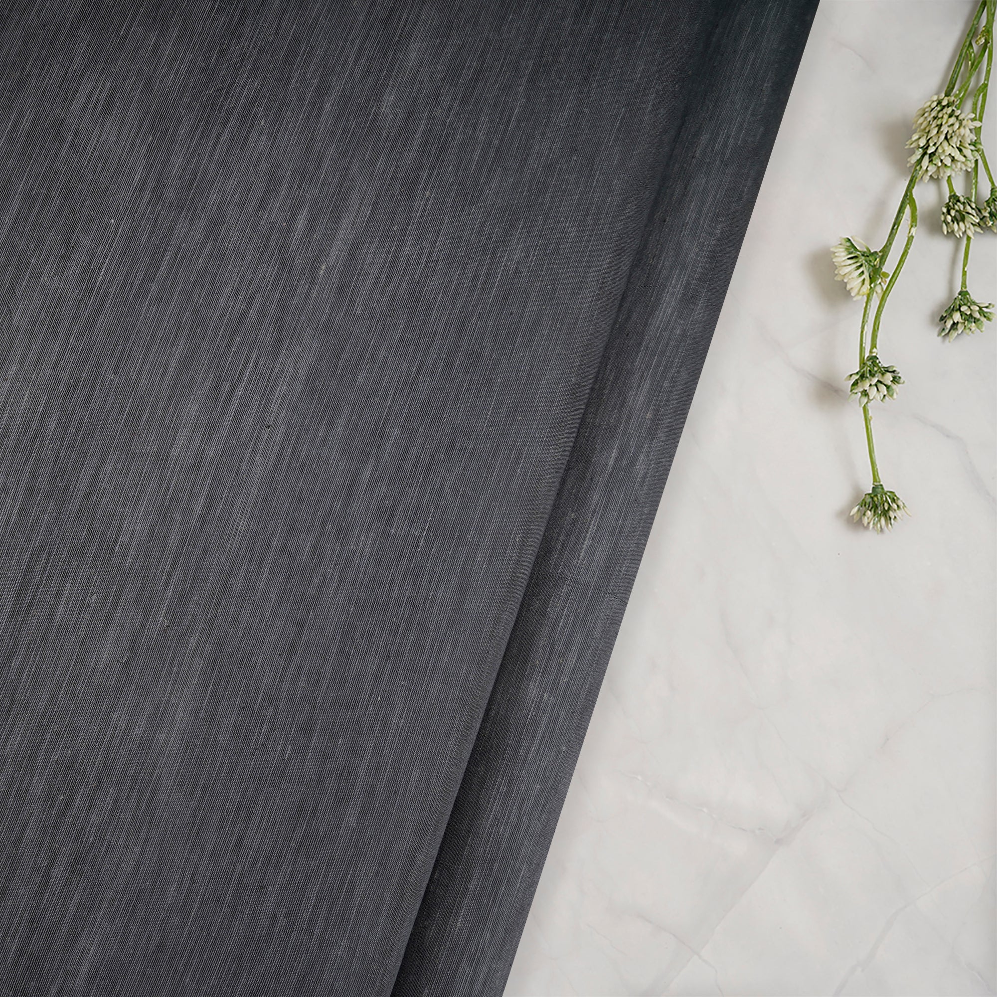 Grey Natural Noile Silk Fabric