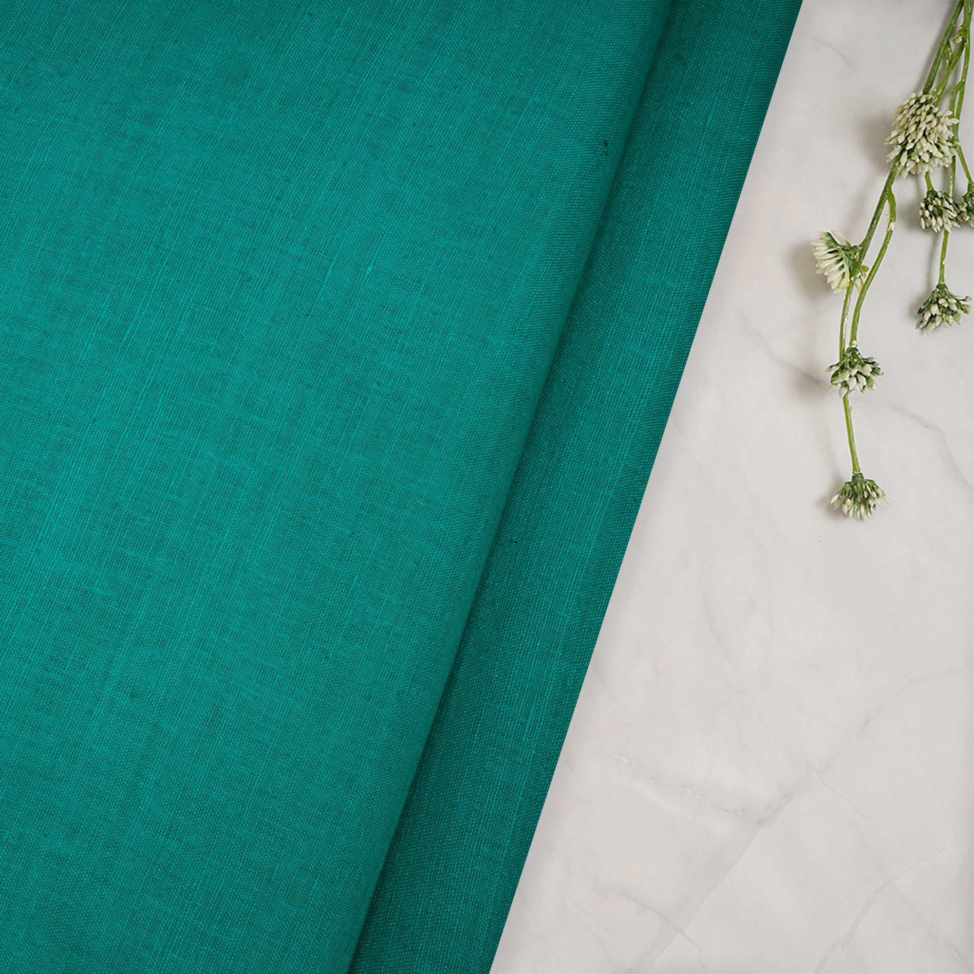 Bright Aqua  Plain Handwoven Pure Matka Silk Fabric
