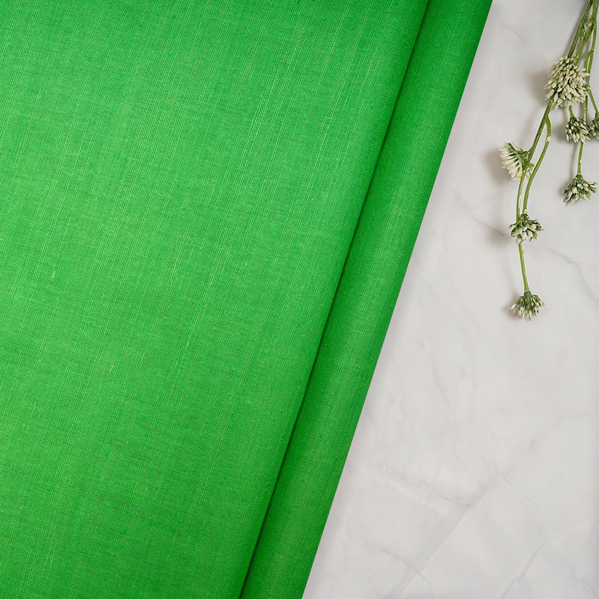 Green Color Natural Matka Silk Fabric