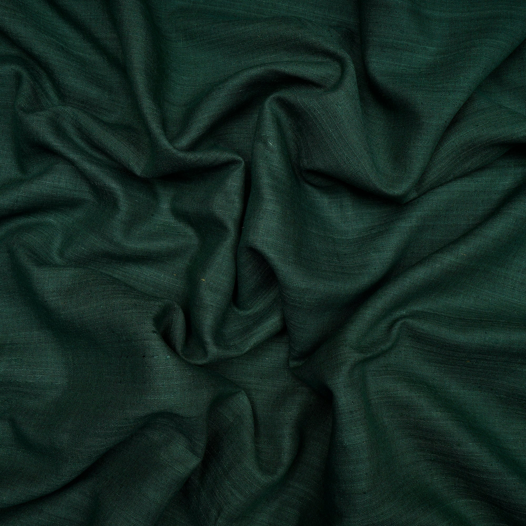 Dark Green Plain Handwoven Pure Matka Silk Fabric
