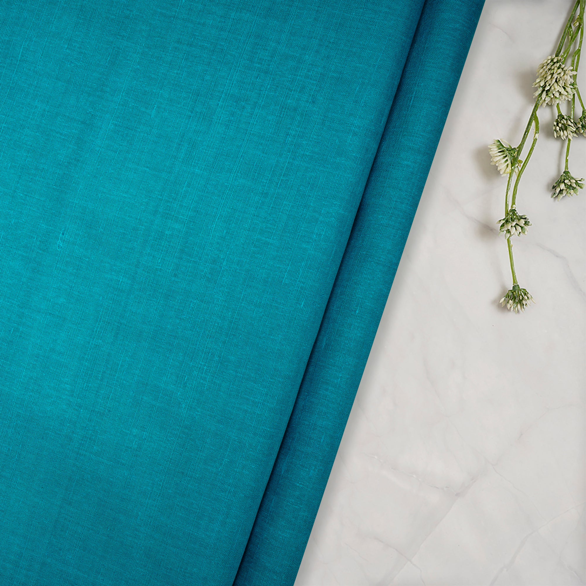 Rama Green Plain Handwoven Pure Matka Silk Fabric