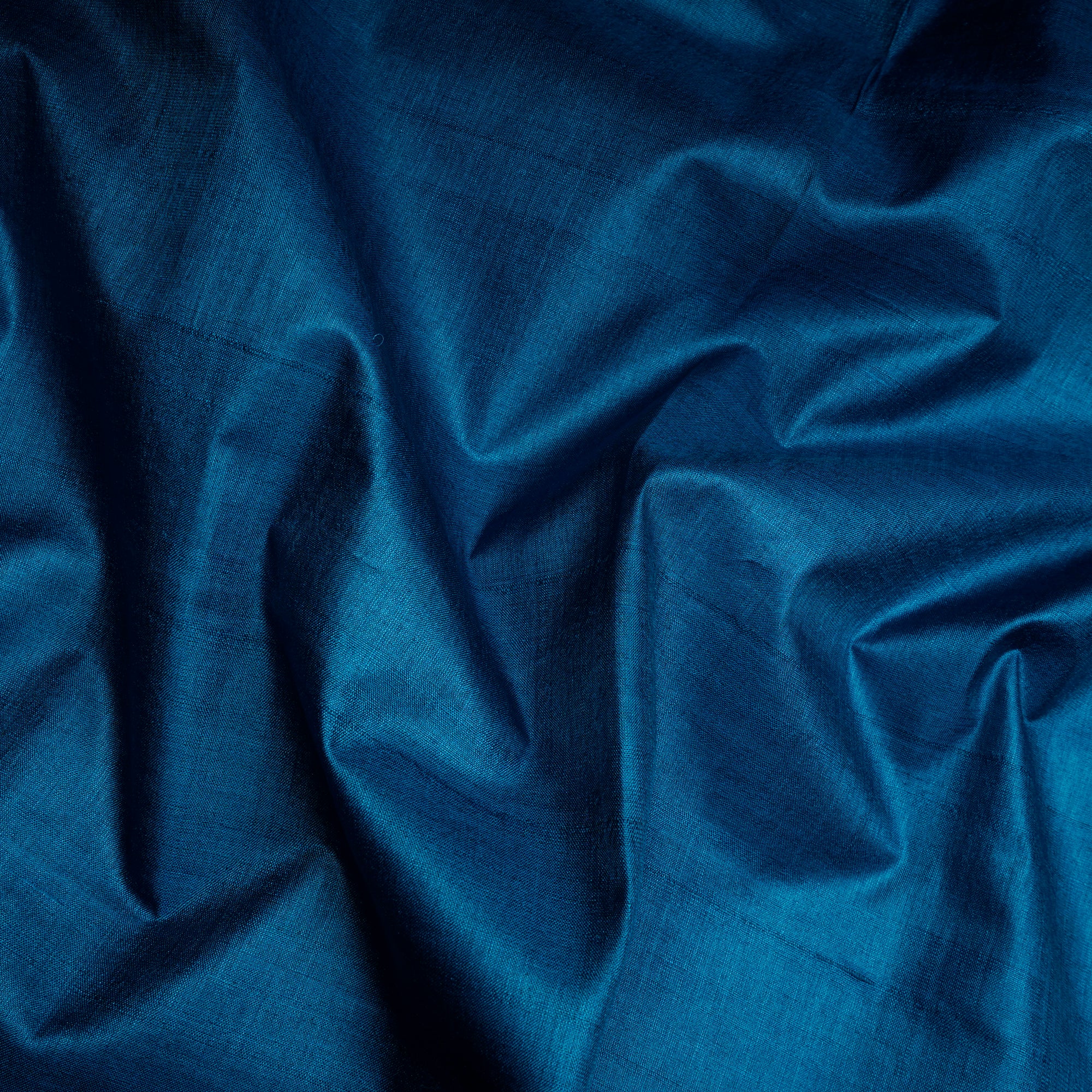 Mykonos Blue Piece Dyed Pure Tussar Silk Fabric