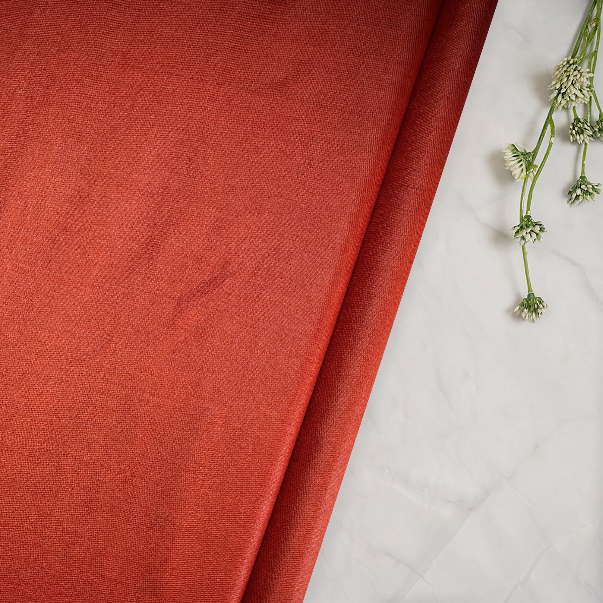 Scarlet Color Piece Dyed Natural Tussar Silk Fabric