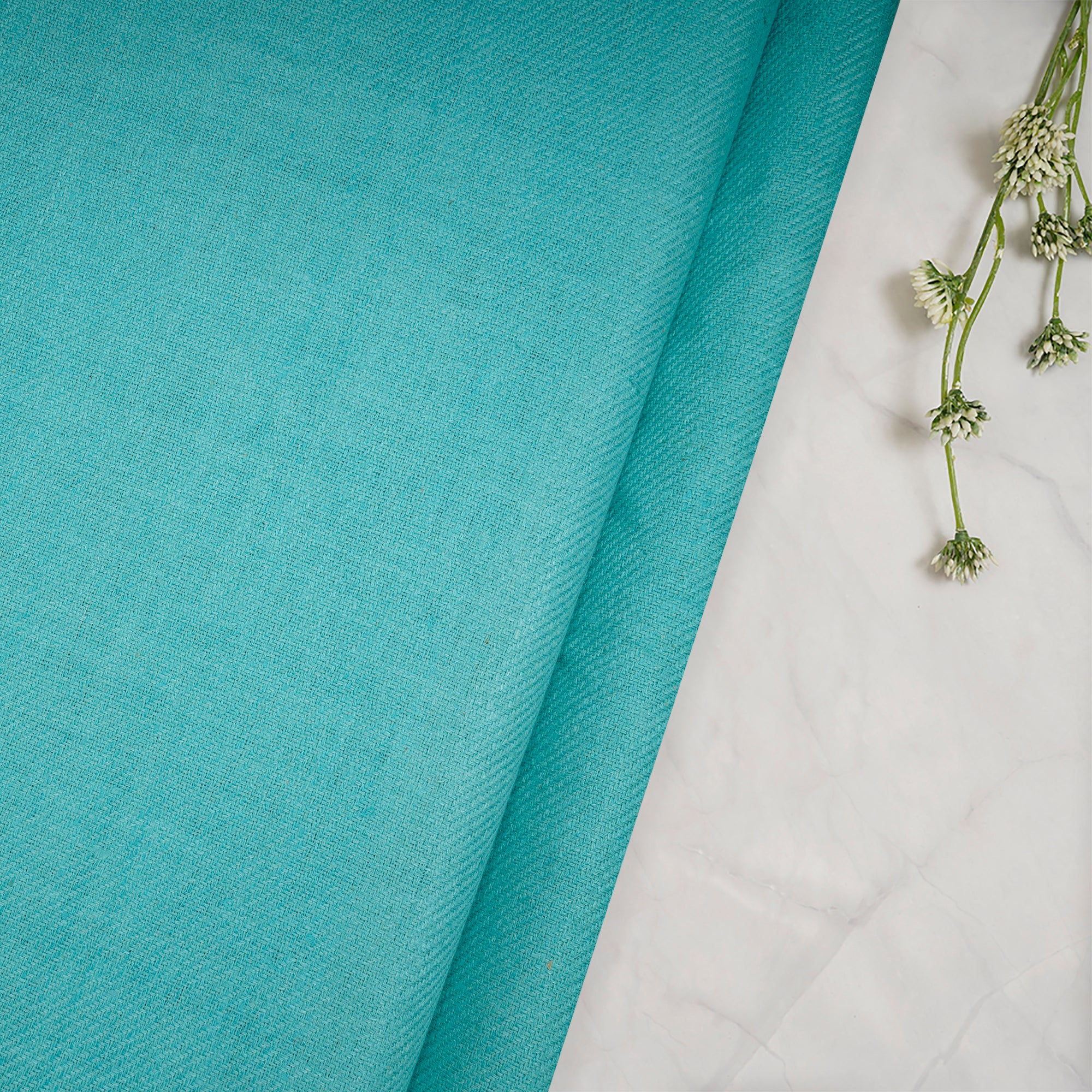 Powder Blue Handwoven Pure Heavy Matka Silk Dobby Fabric