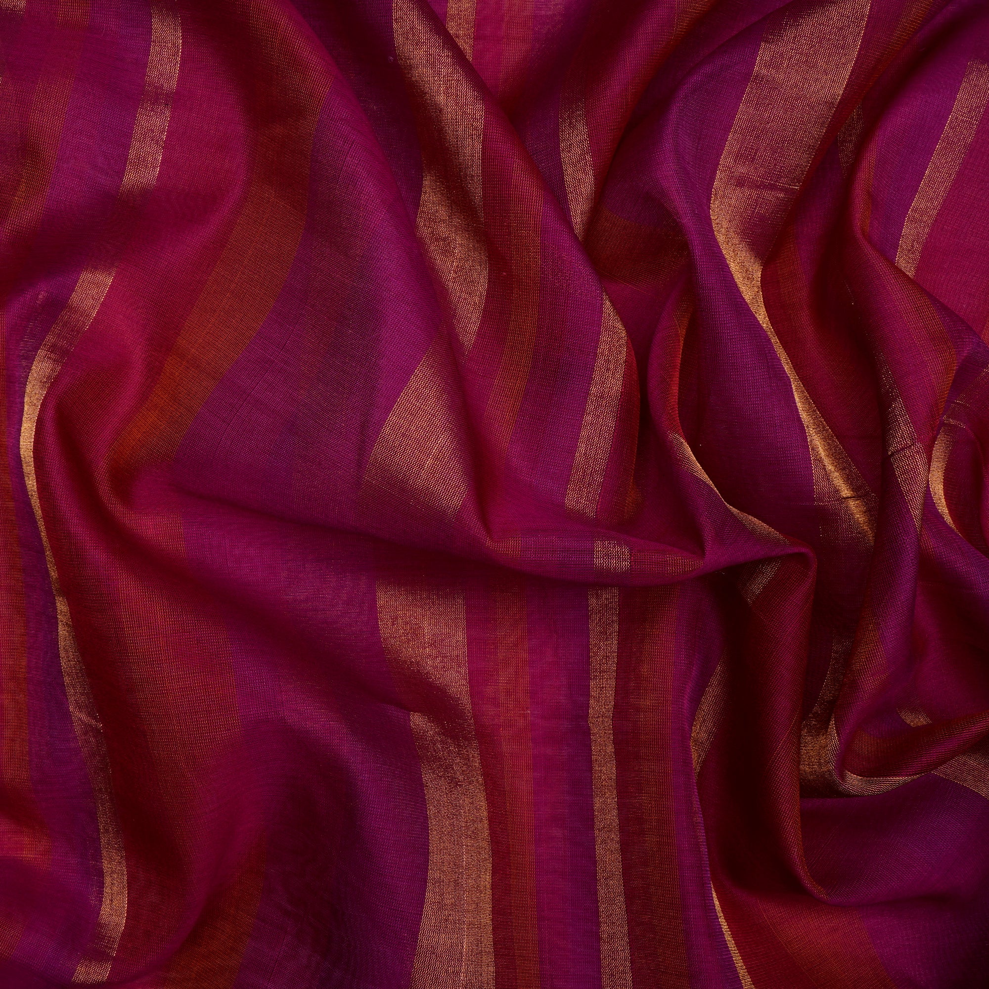 Jazzberry Jam Color Handwoven Striped Maheshwari Fabric