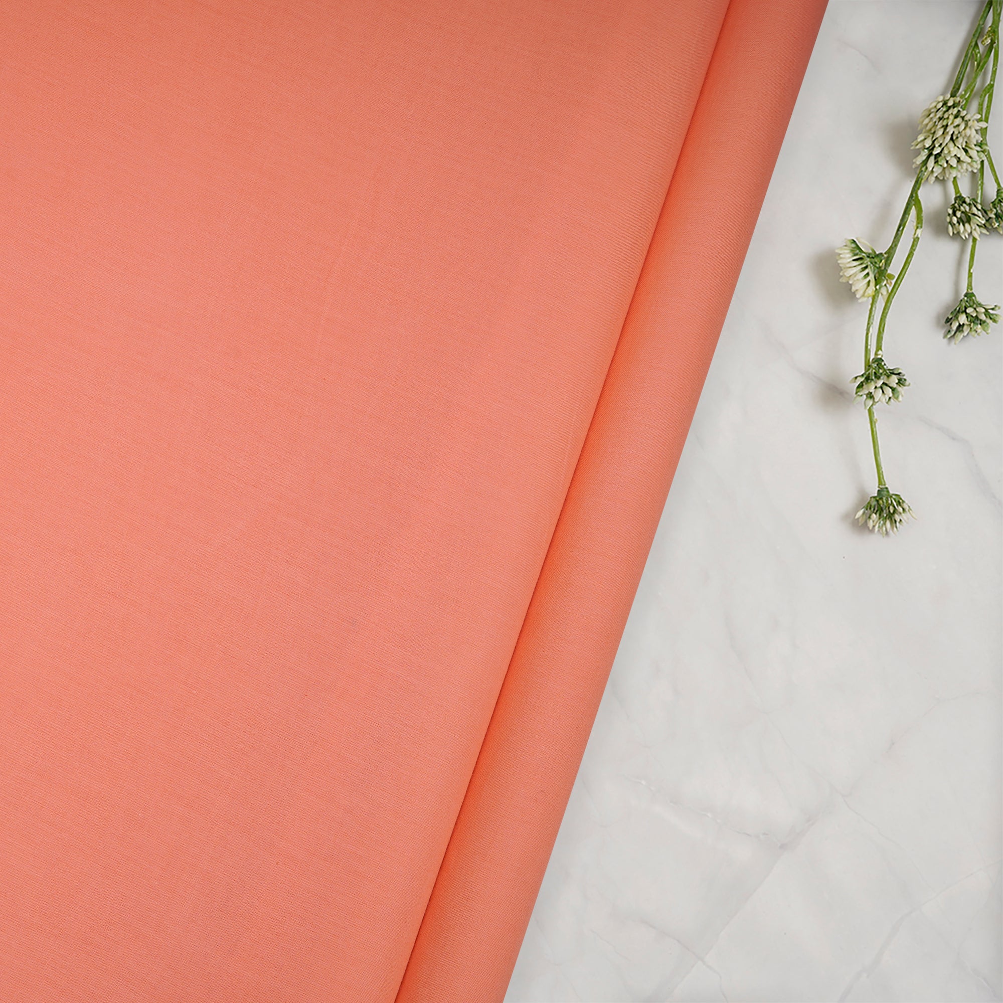 Peach Dyed Voile Cotton Fabric