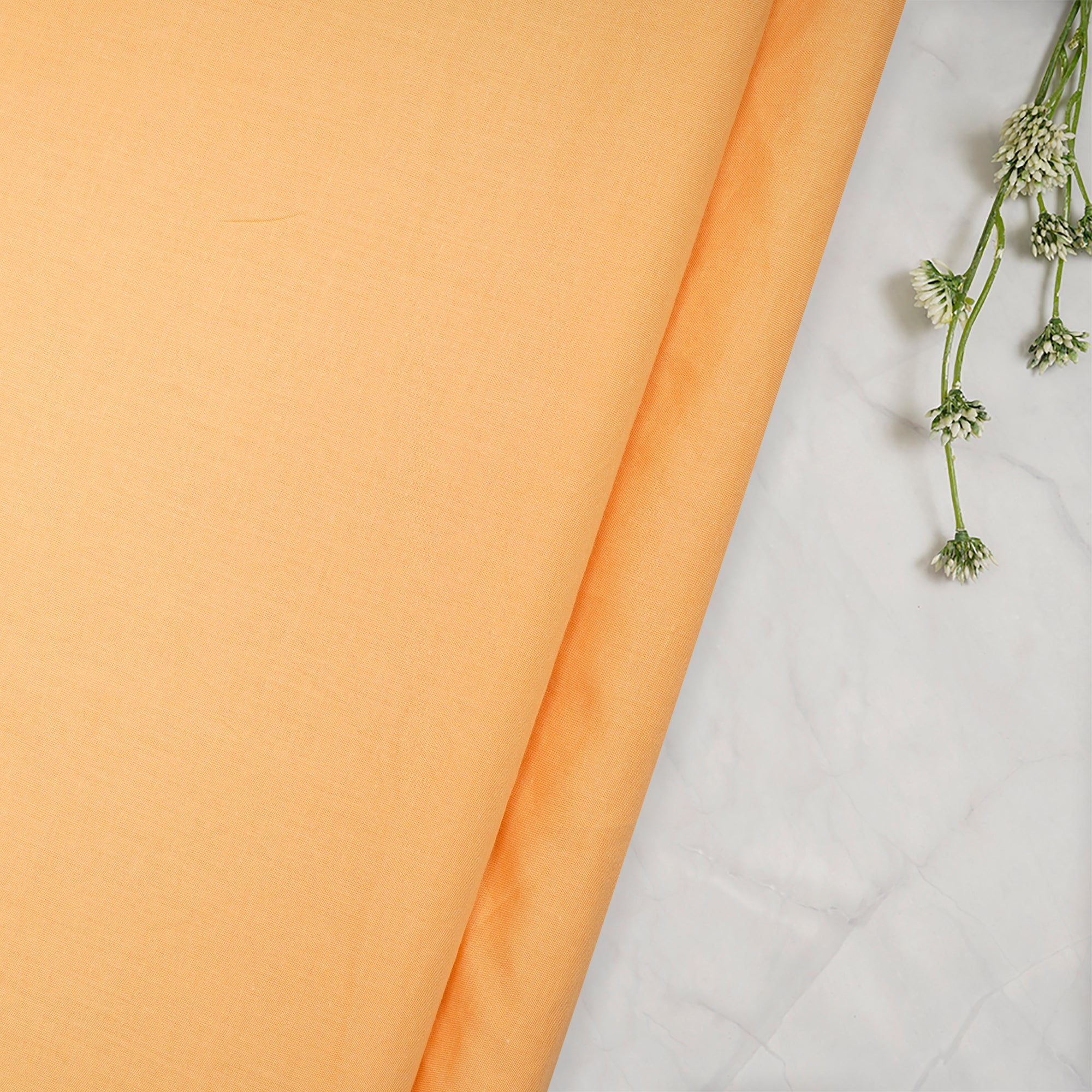 Pastel Orange Piece Dyed Cotton Cambric Fabric