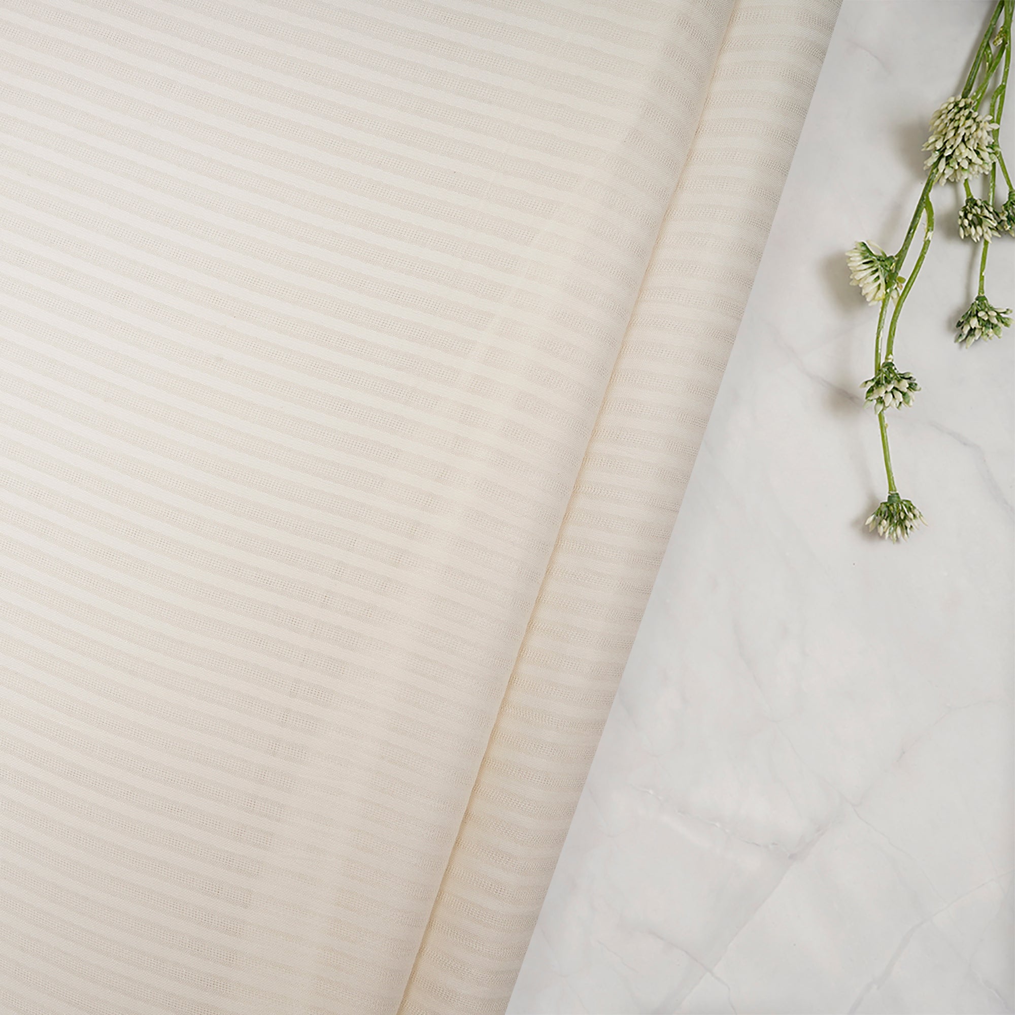 White Dyeable Stripe Pattern Viscose Fabric
