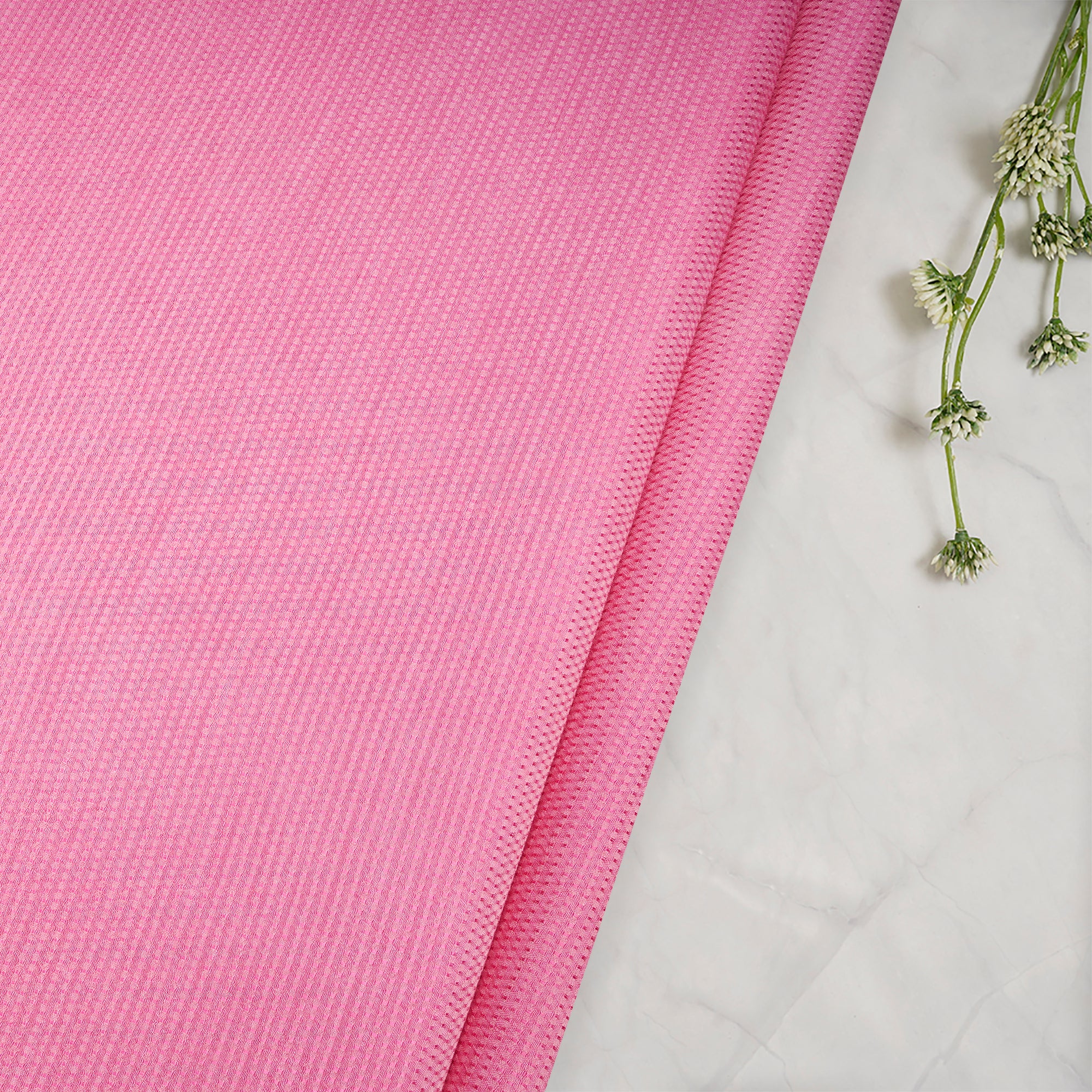 Baby Pink Handwoven Bemberg Dobby Fabric