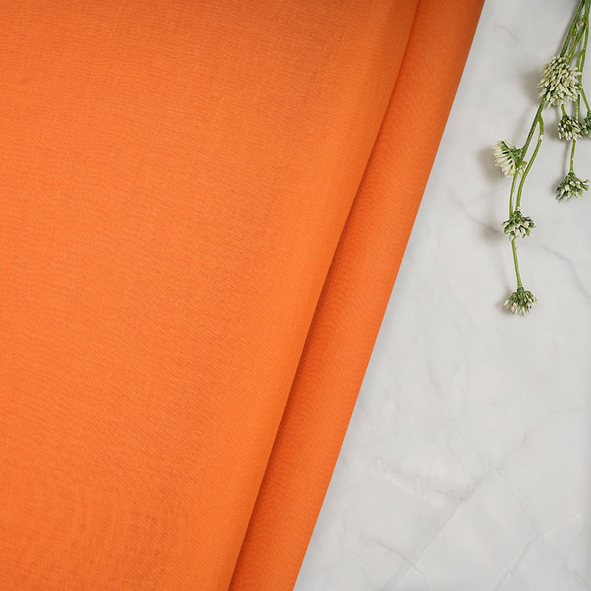 Orange Piece Dyed Fine Cotton Voile Fabric