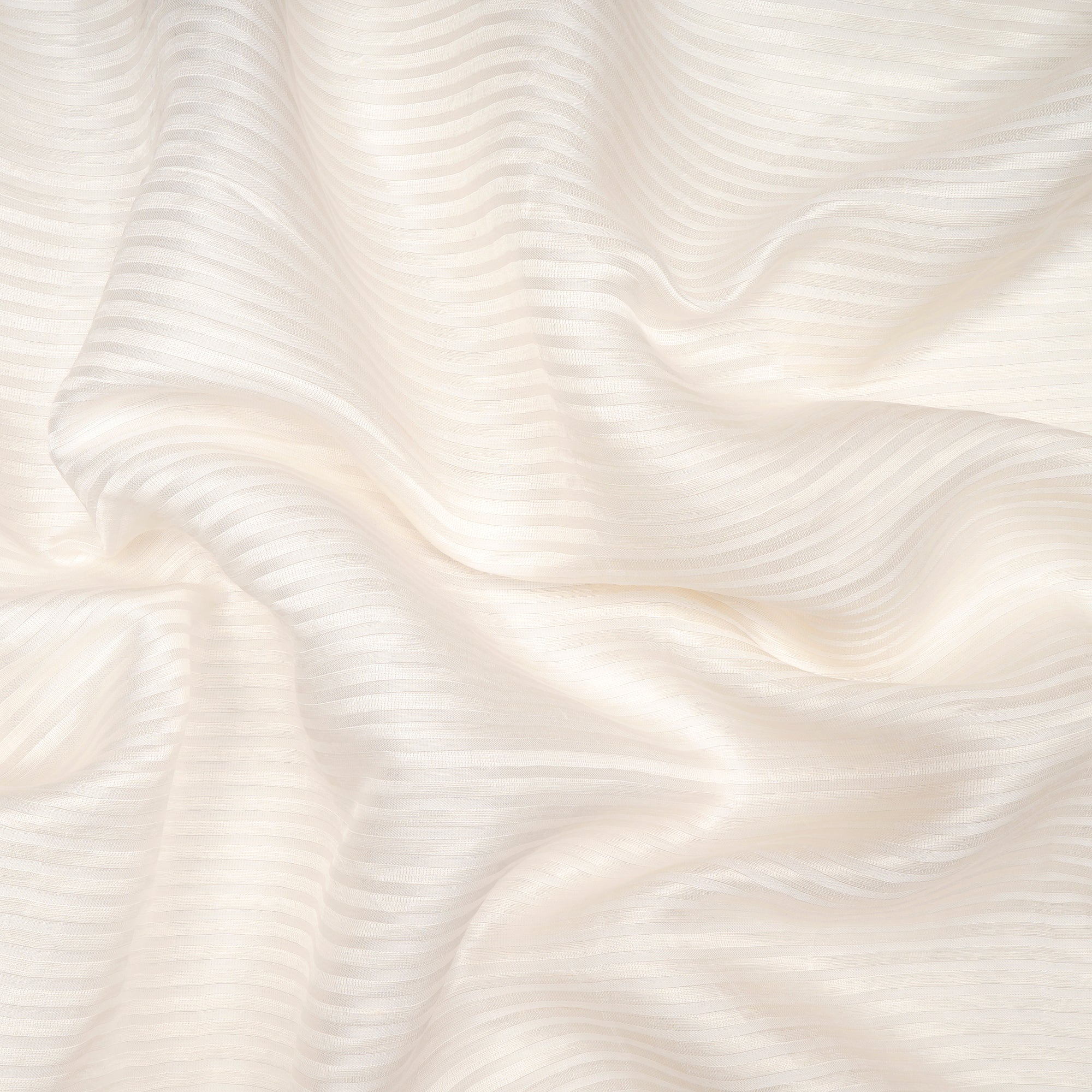 White Dyeable Stripe Pattern Bemberg Linen Satin Fabric