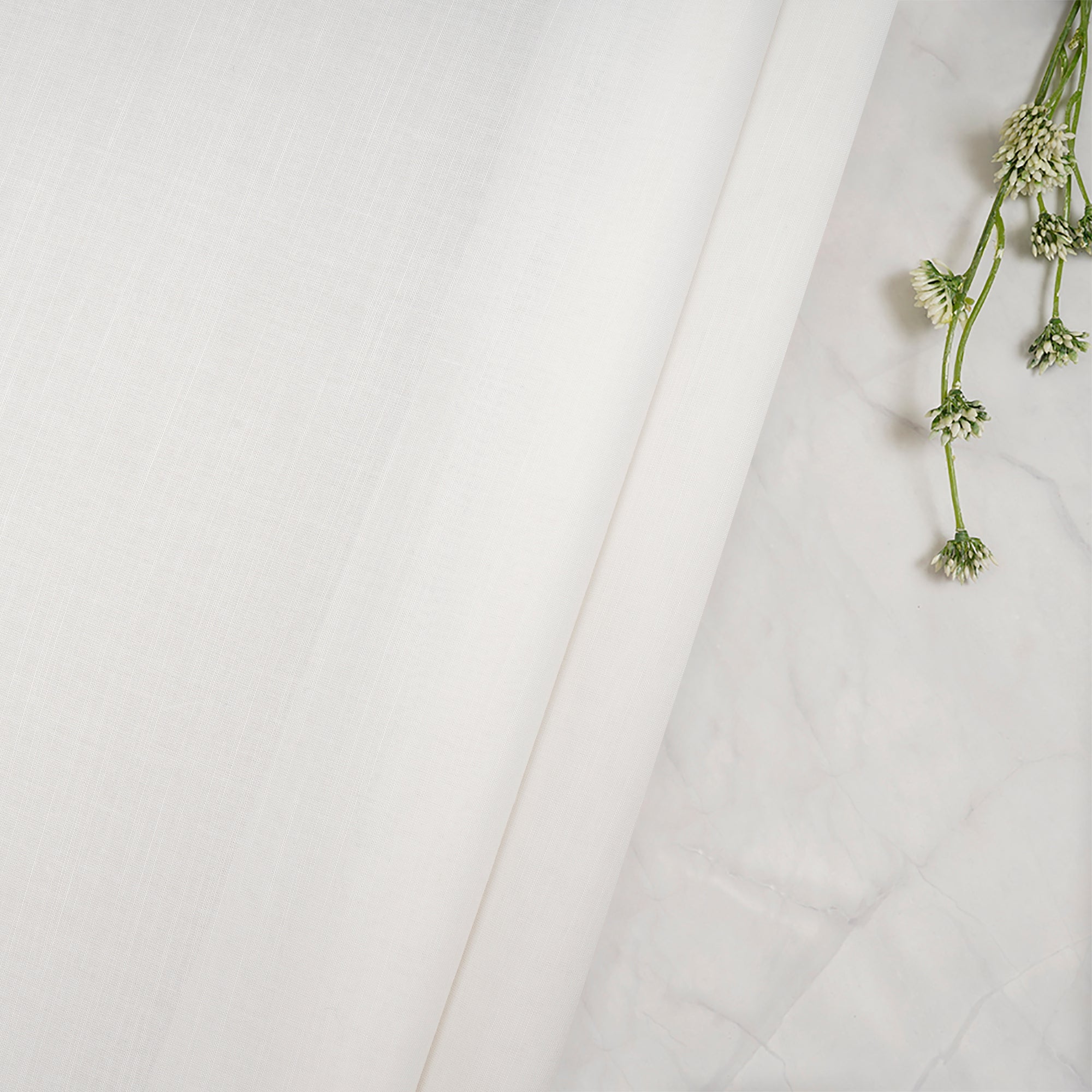 White Plain Slub Poly Cotton Fabric