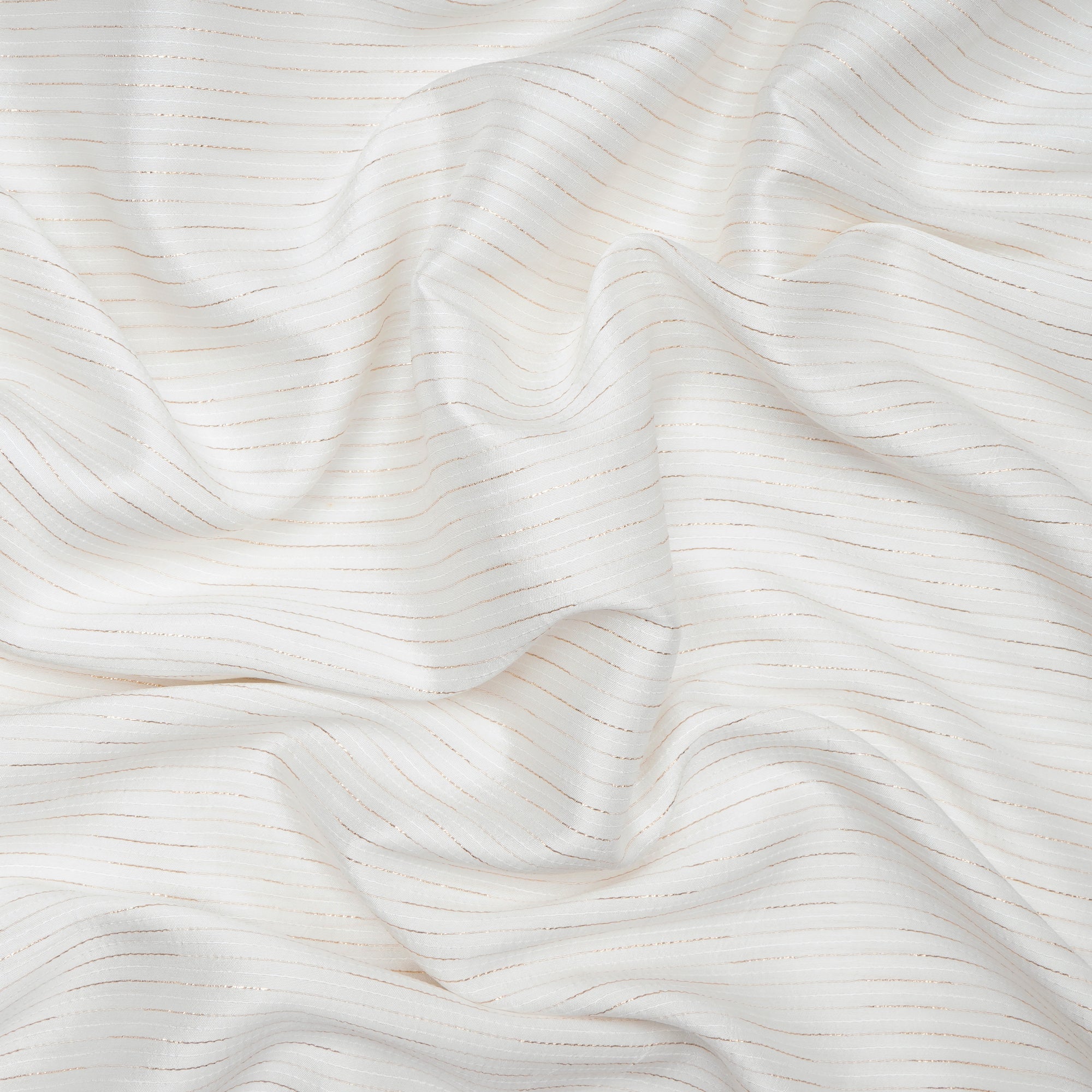 White Dyeable Bemberg-Viscose Gold Stripe Russian Silk Fabric